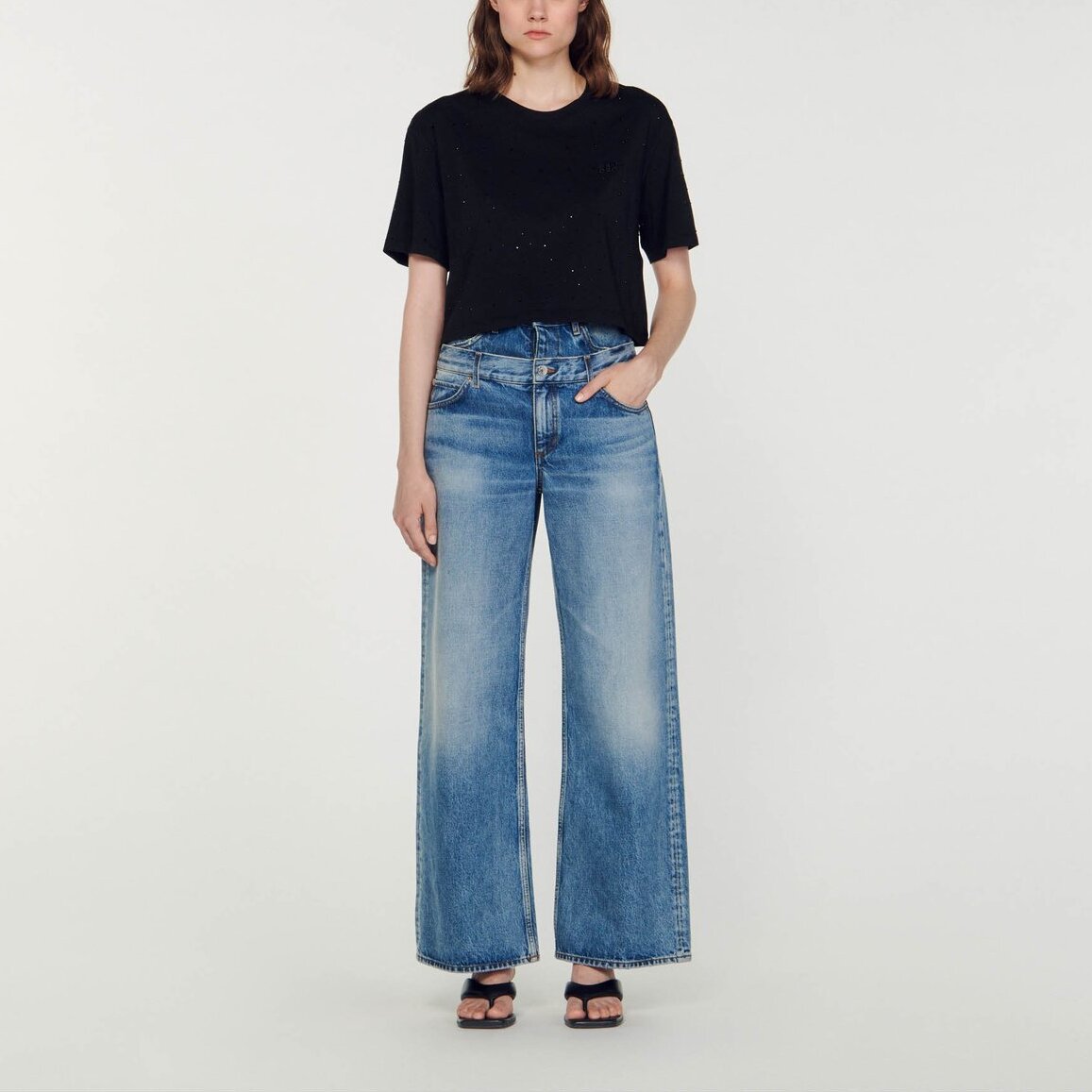 Tee-shirt court strassé Sandro seconde main