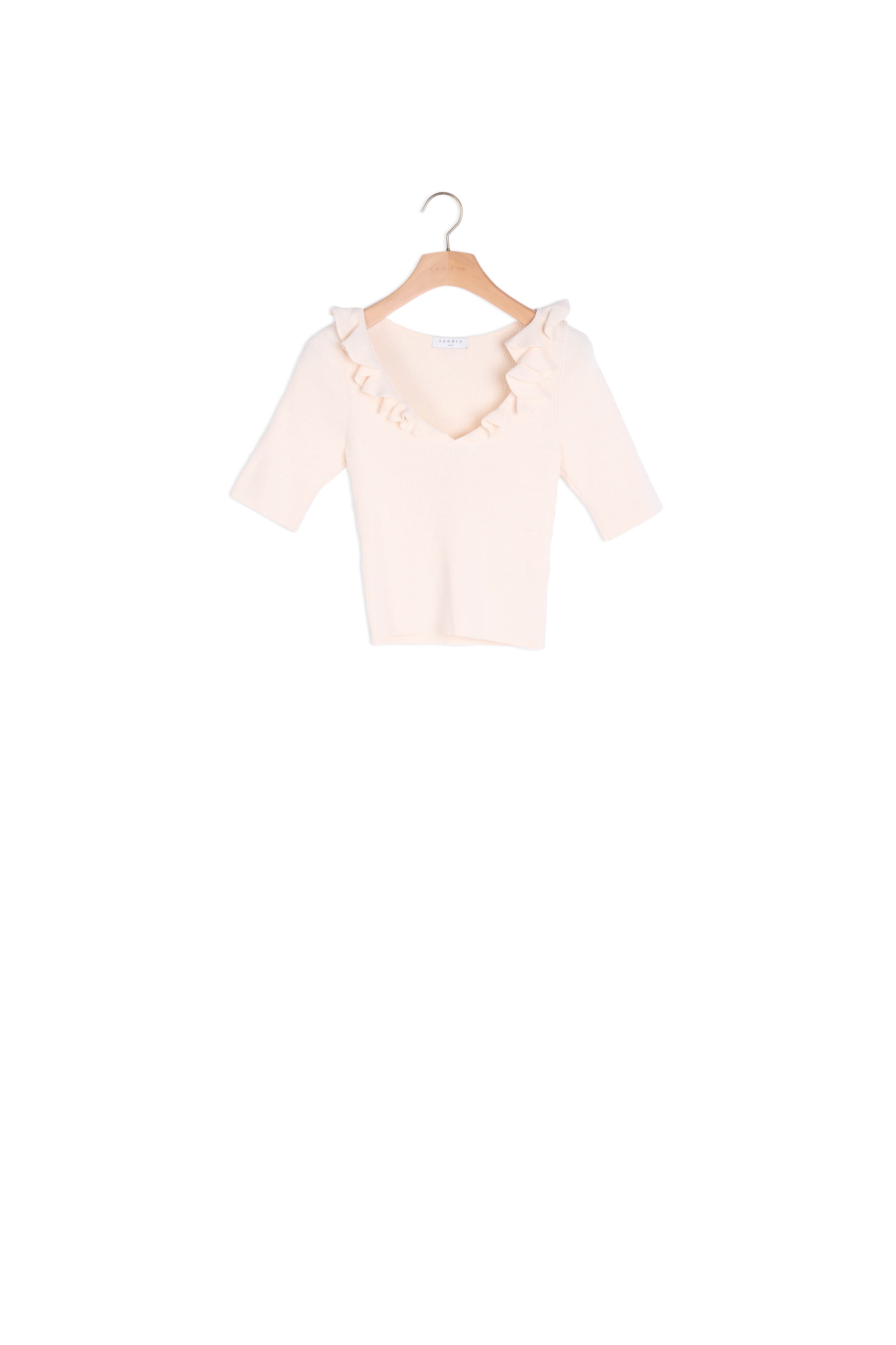 Pull avec volants à l'encolure Sandro seconde main