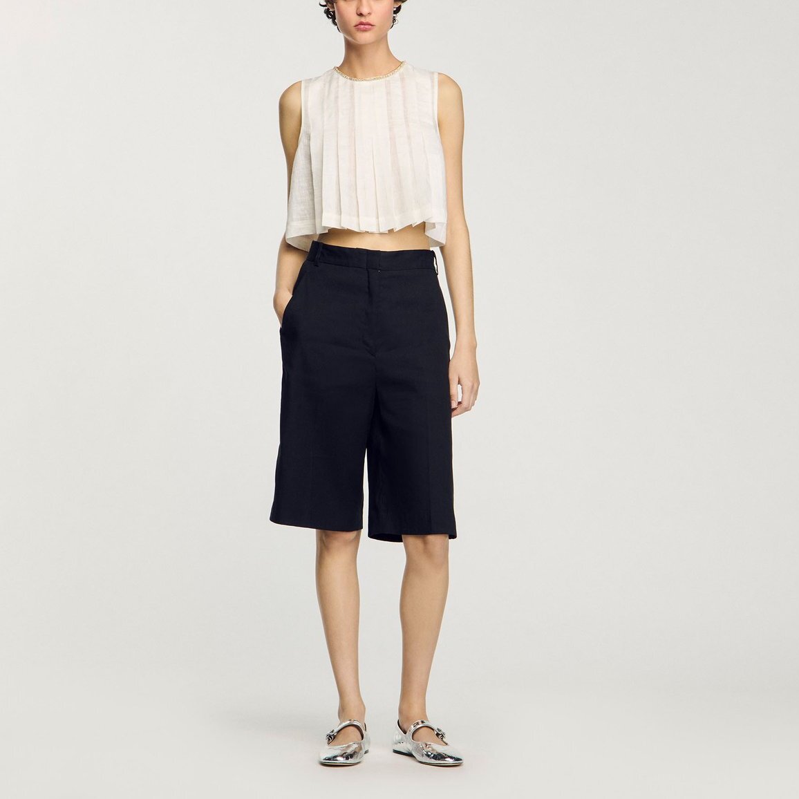 Bermuda en lin mélangé Sandro seconde main