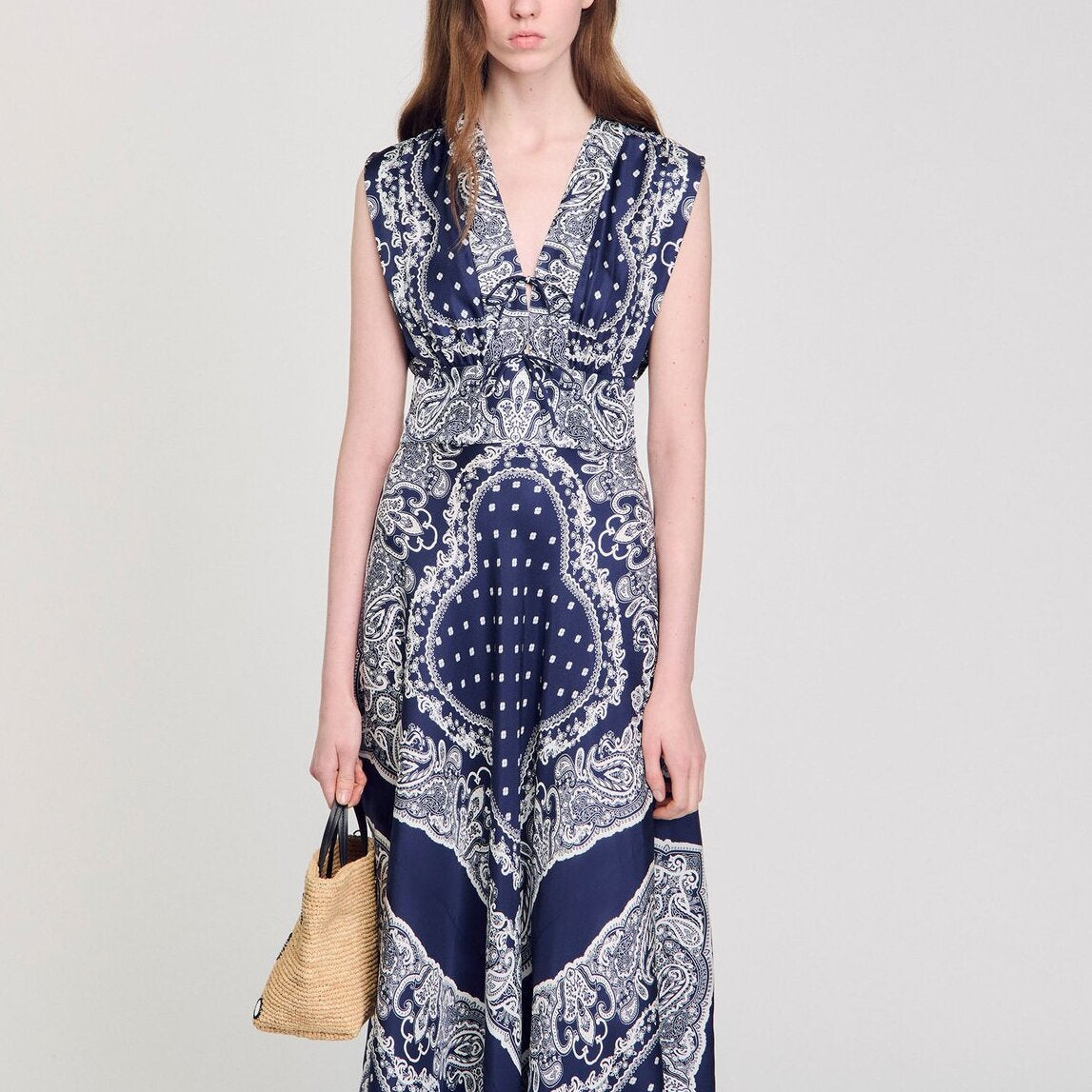 Robe longue à imprimé bandana Sandro seconde main