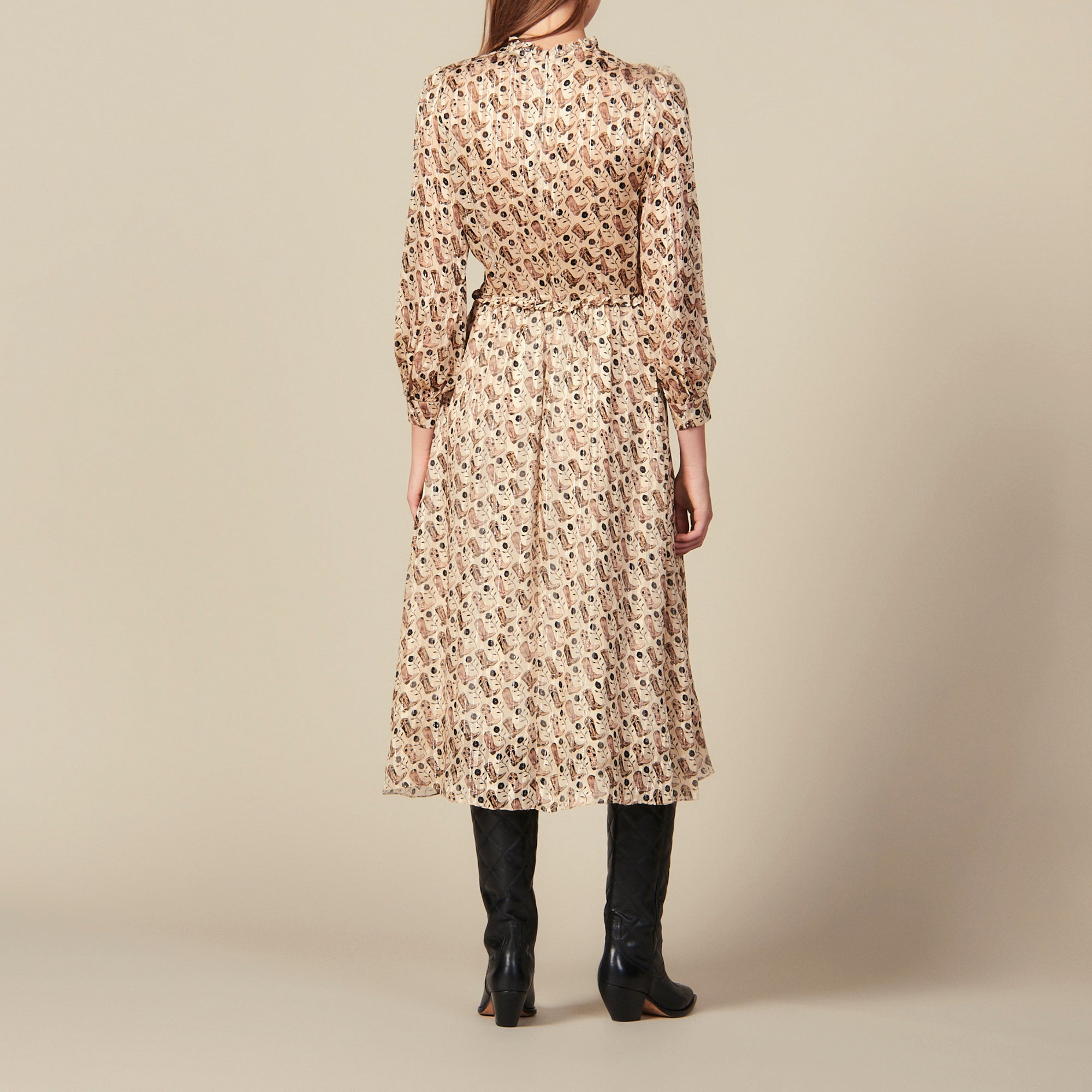 Robe midi en soie lurex imprimée Sandro seconde main