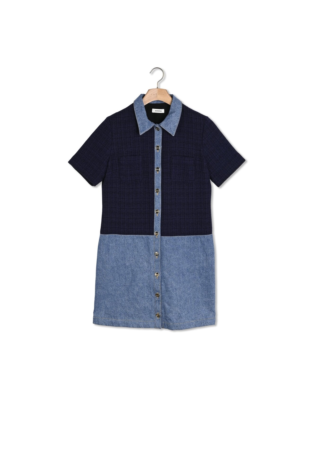 Robe courte en tweed et denim Sandro seconde main