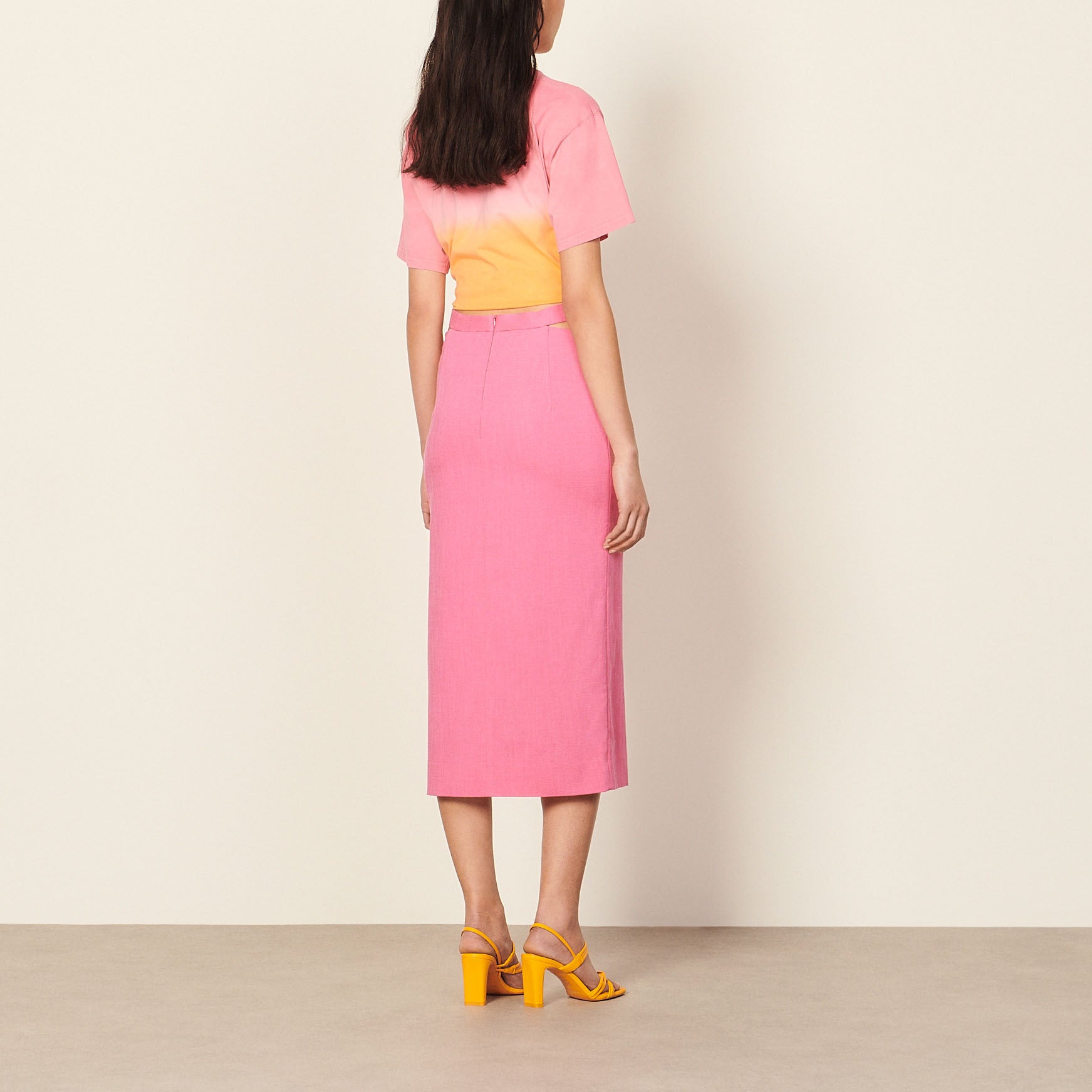 Jupe crayon midi à ceinture ajourée Sandro seconde main