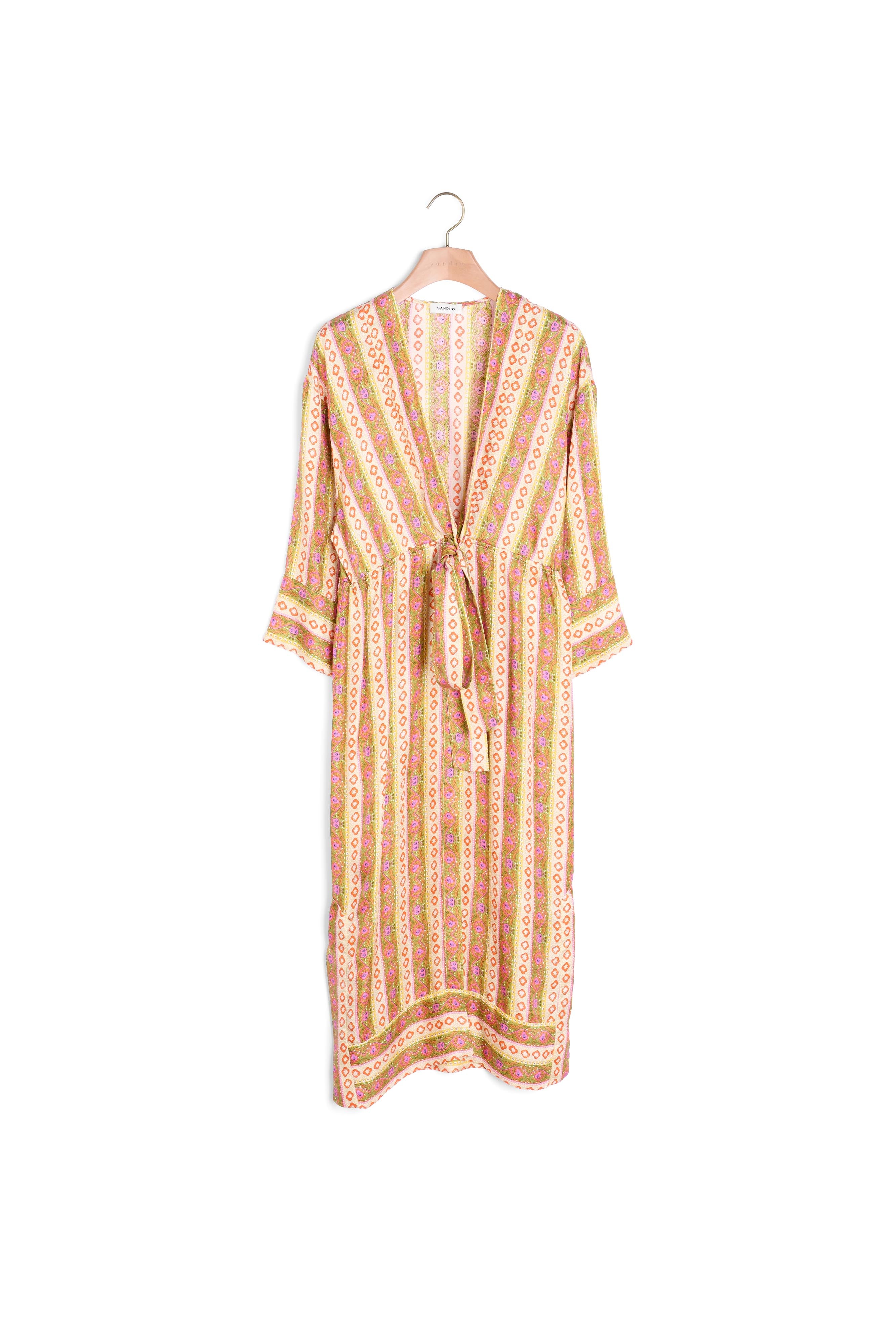 Robe caftan imprimé Flower Stripes Sandro seconde main