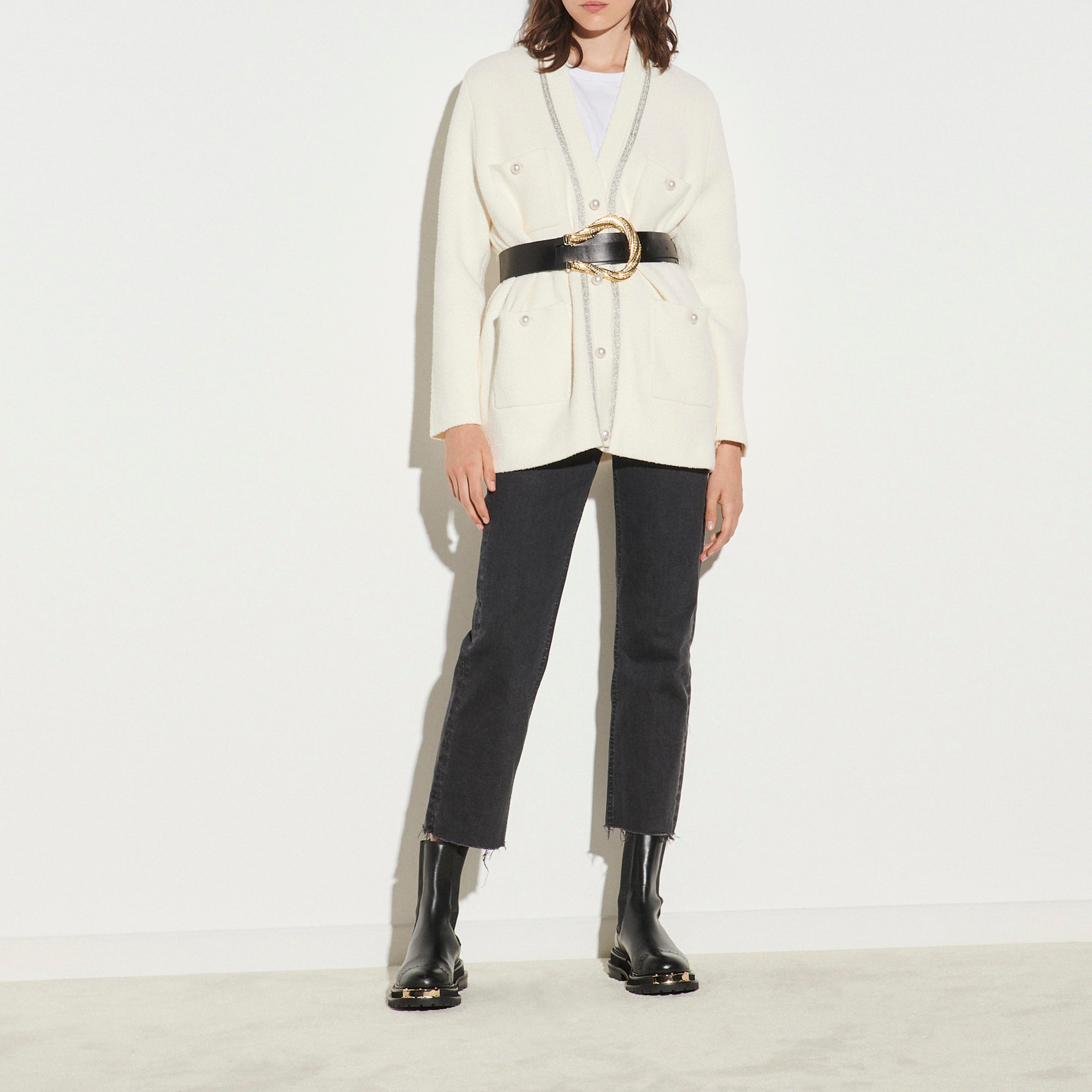 Cardigan long avec boutons perles Sandro seconde main