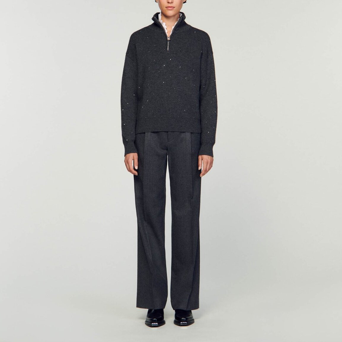 Pull Gris Foncé Sandro seconde main