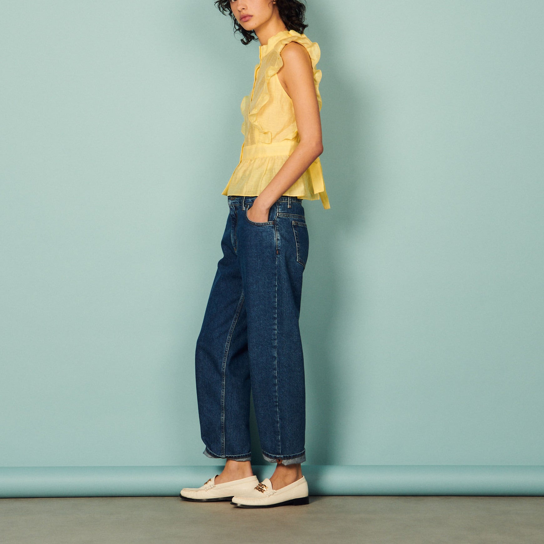 Chemisier volanté ouvert au dos Sandro seconde main