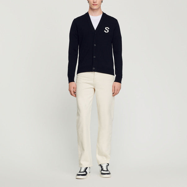 Cardigan en laine patch S Sandro seconde main