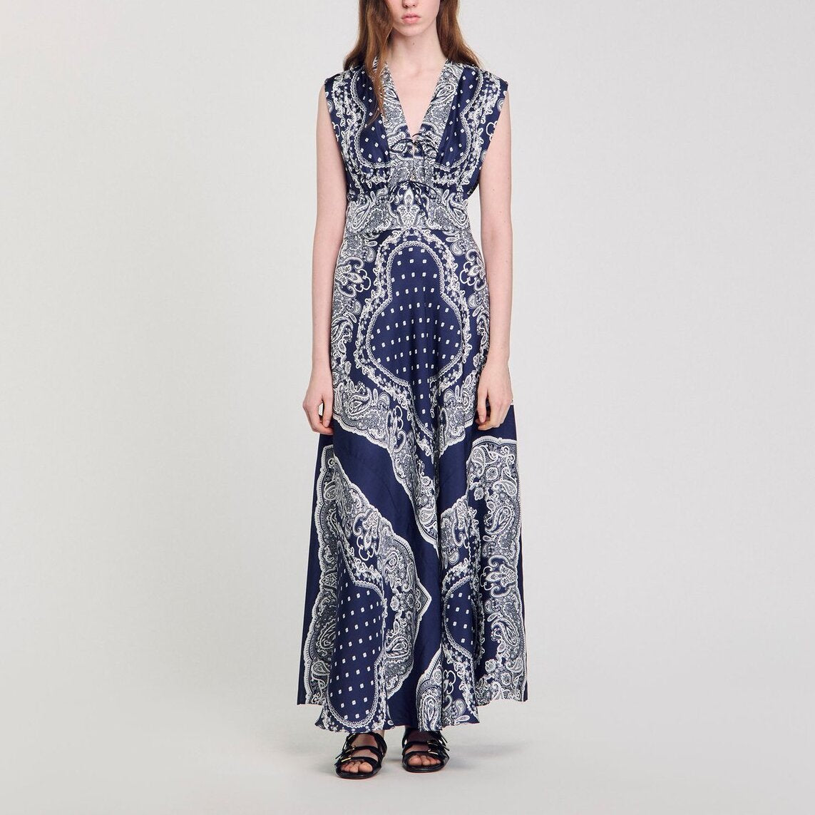 Robe longue à imprimé bandana Sandro seconde main