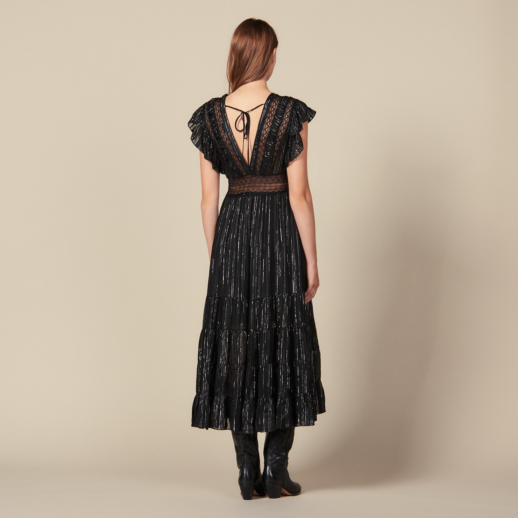 Robe longue en soie lurex Sandro seconde main