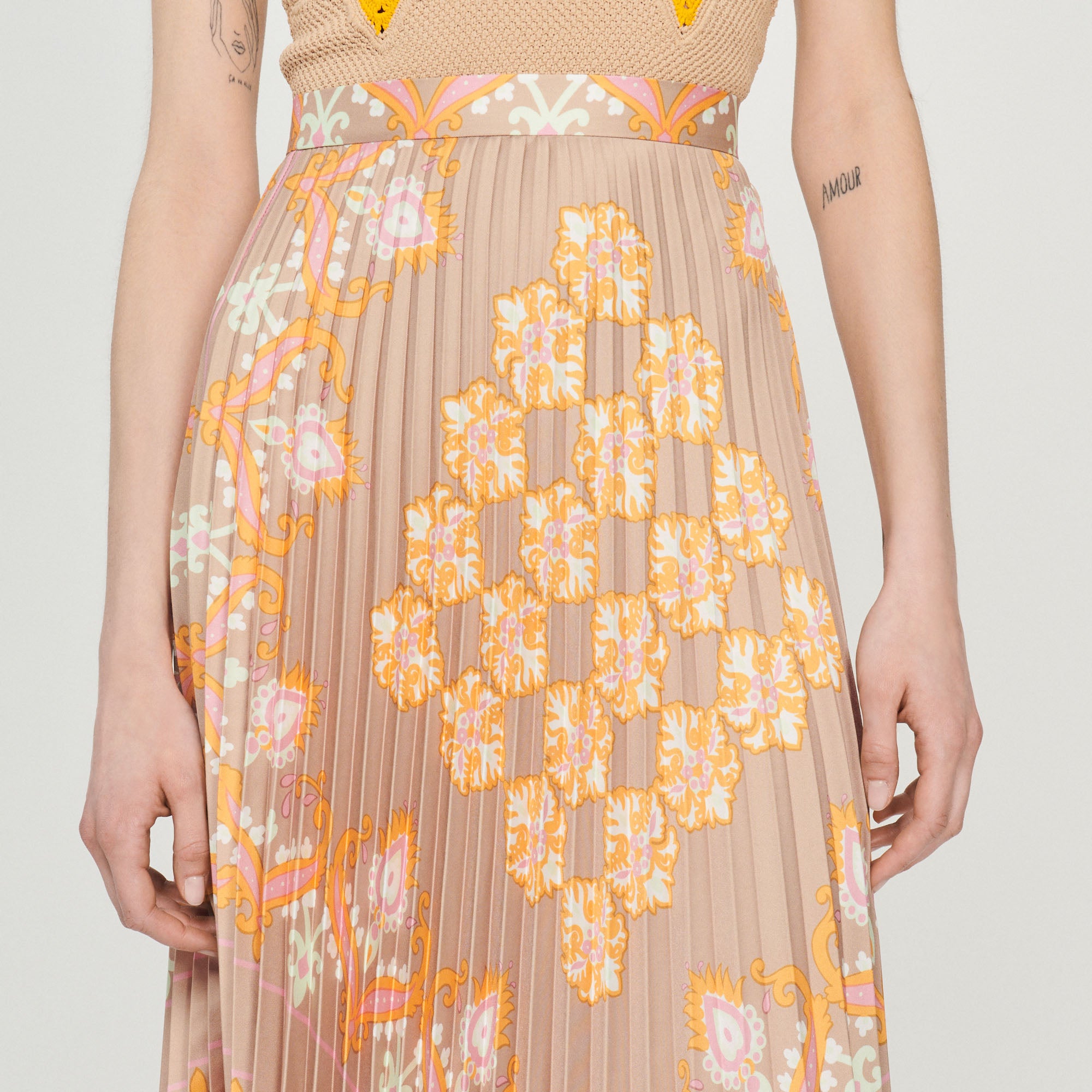 Jupe longue plissée imprimée Sandro seconde main