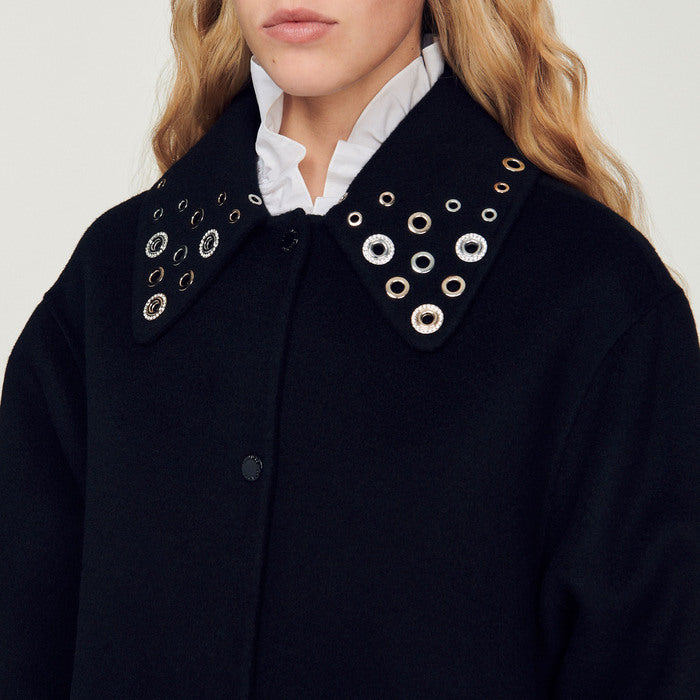 Manteau en laine orné d'œillets Sandro seconde main