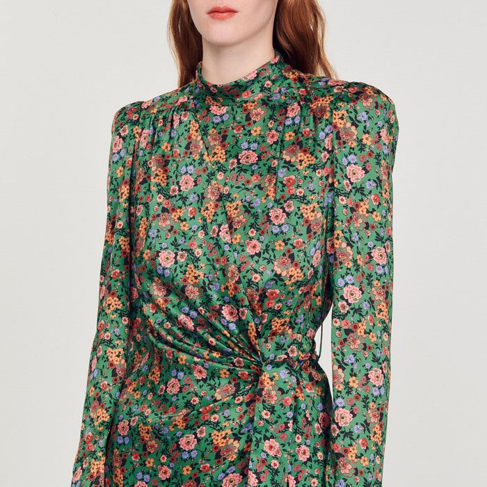 Robe mi-longue à imprimé Fleurs Sandro seconde main