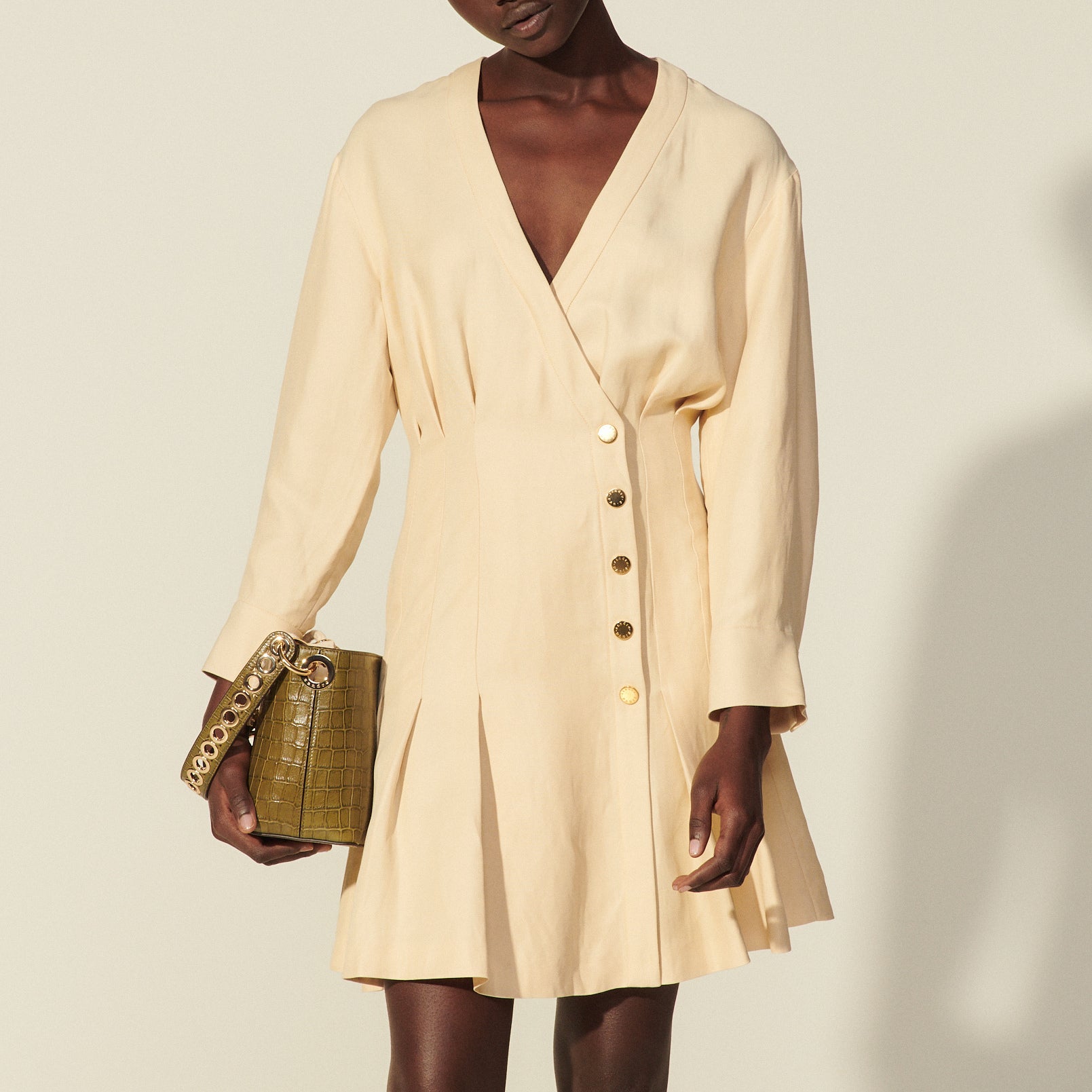 Robe courte en lin avec pressions Sandro seconde main