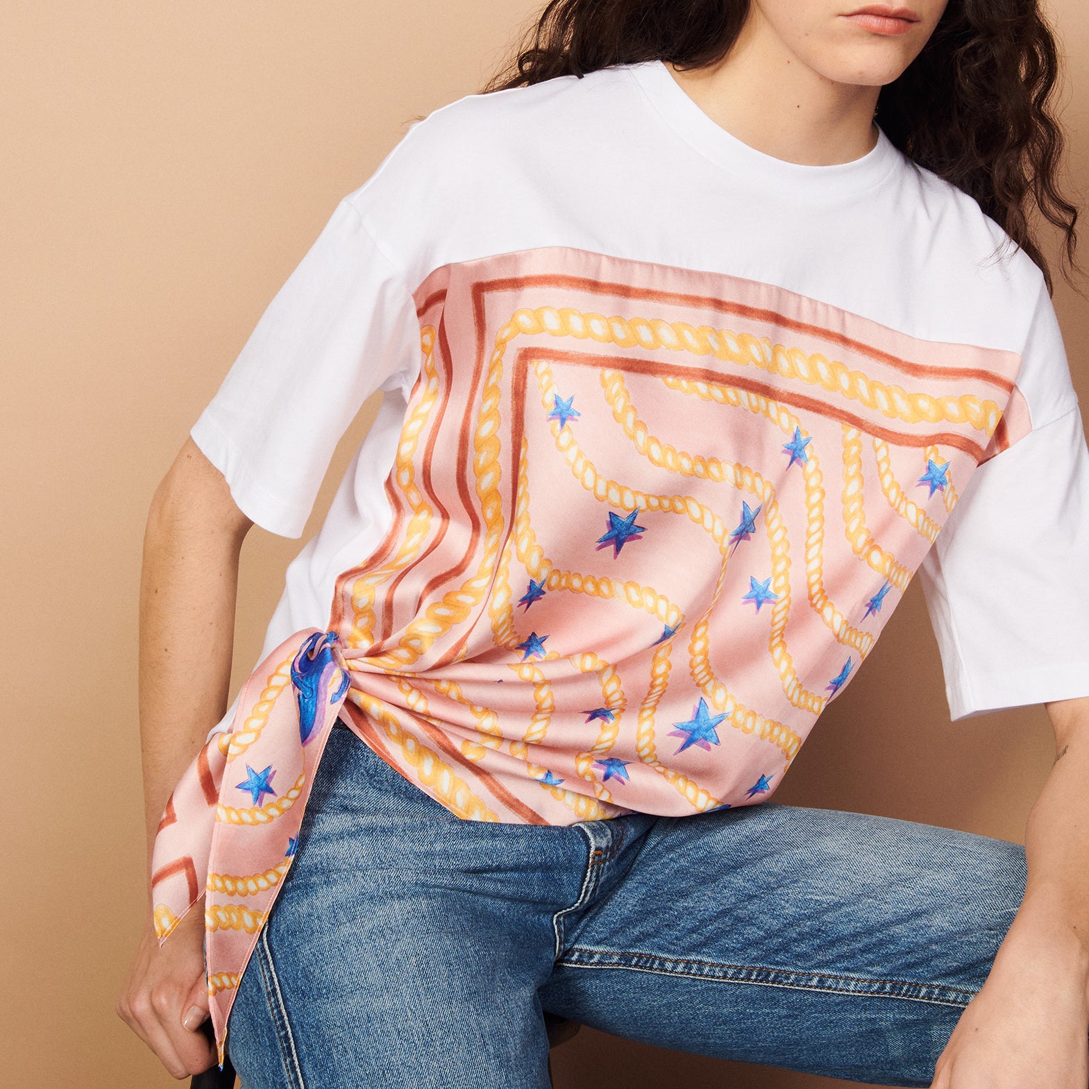 T-shirt avec empiècement imprimé Sandro seconde main