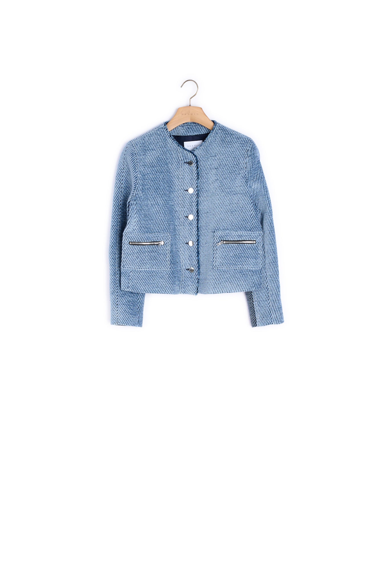 Veste en matière texturée et zips Sandro seconde main