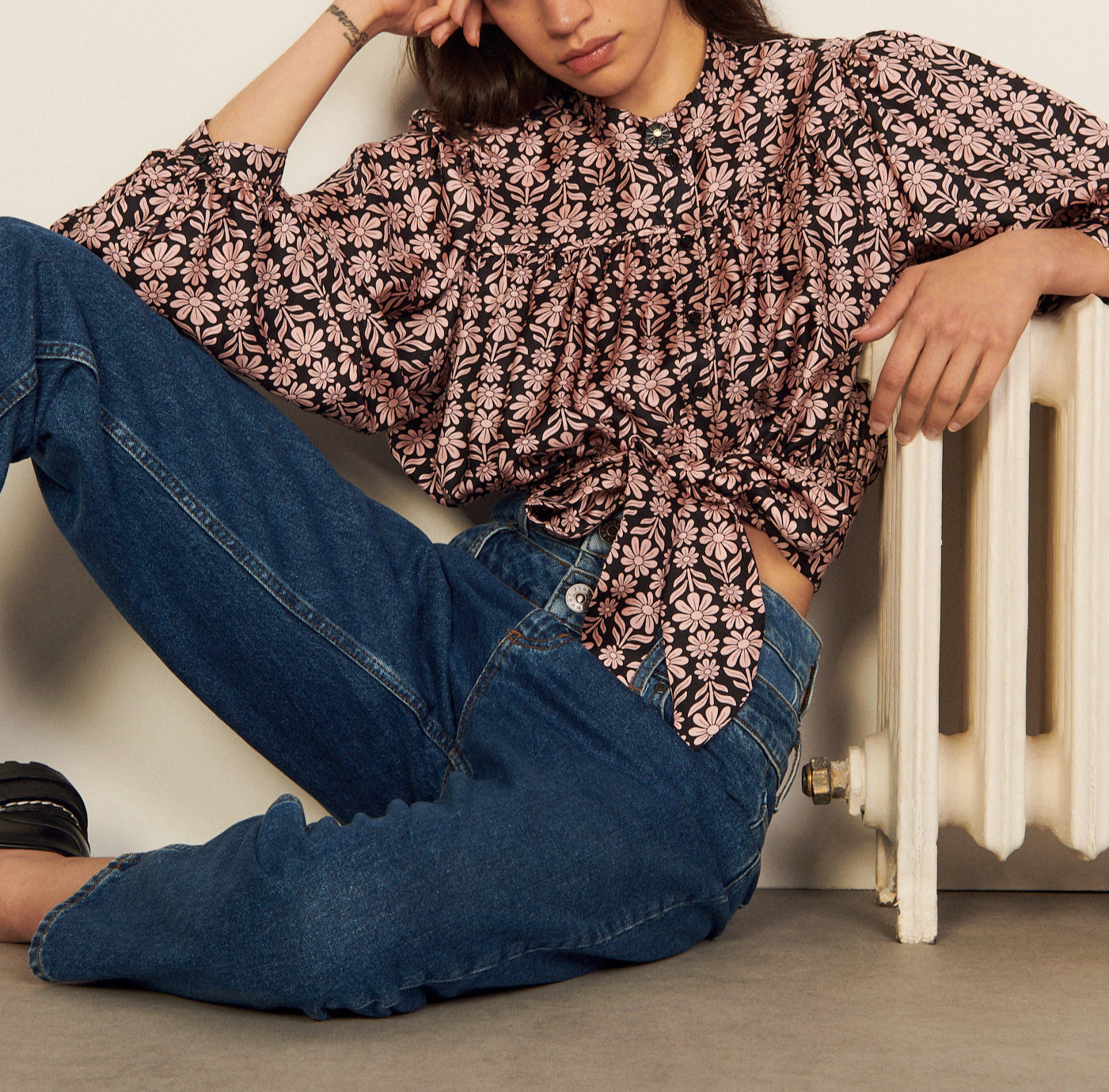 Chemise Noir / Rose Sandro seconde main