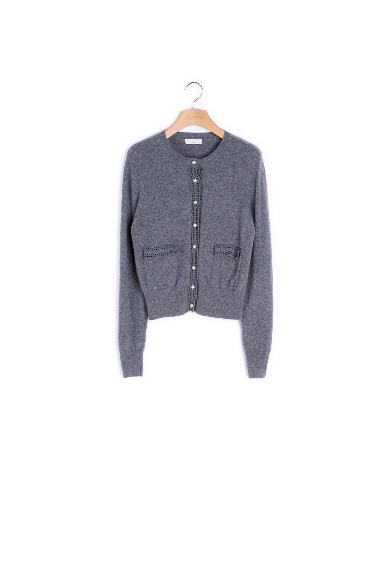 Cardigan à surpiqures contrastantes Sandro seconde main