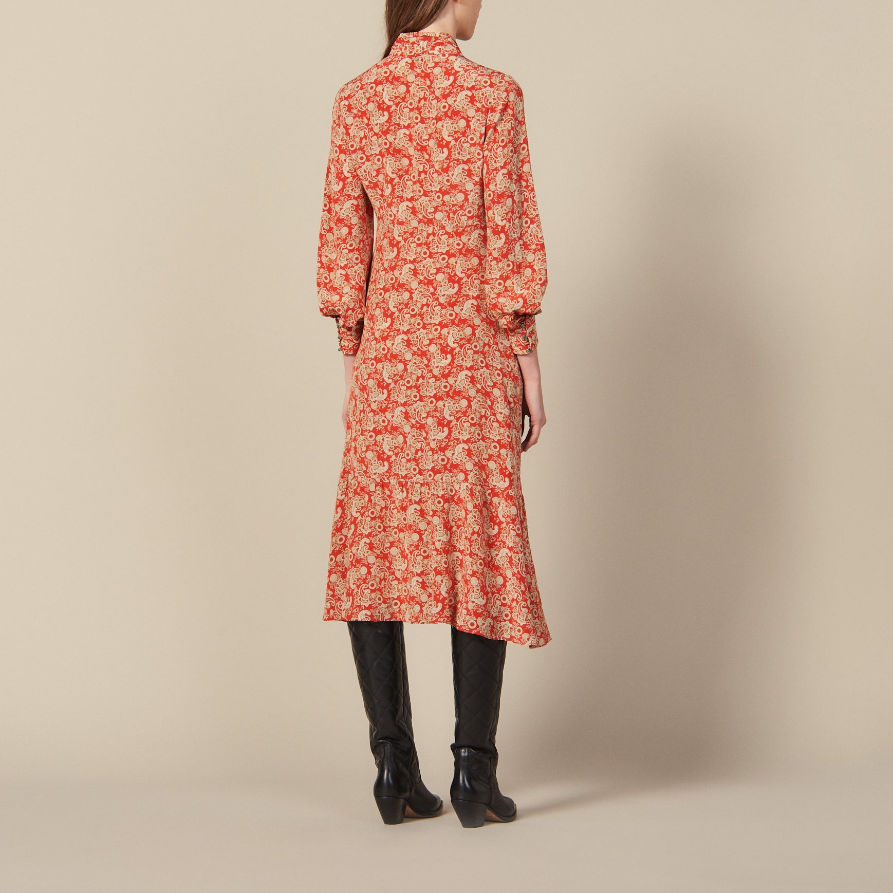 Robe longue imprimée en soie Sandro seconde main