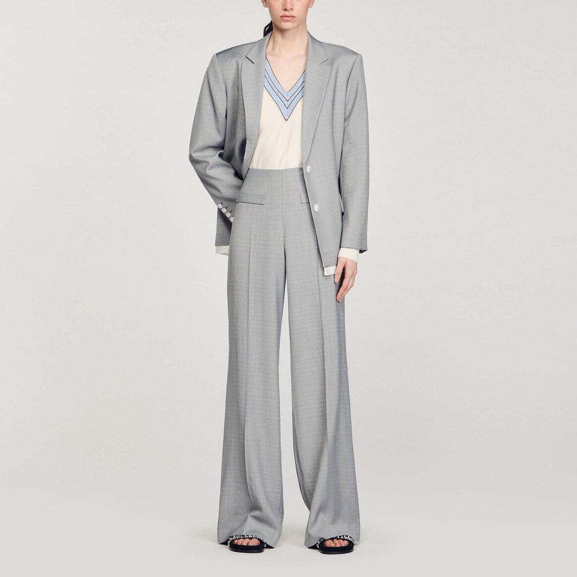 Pantalon de costume évasé taille haute Sandro seconde main