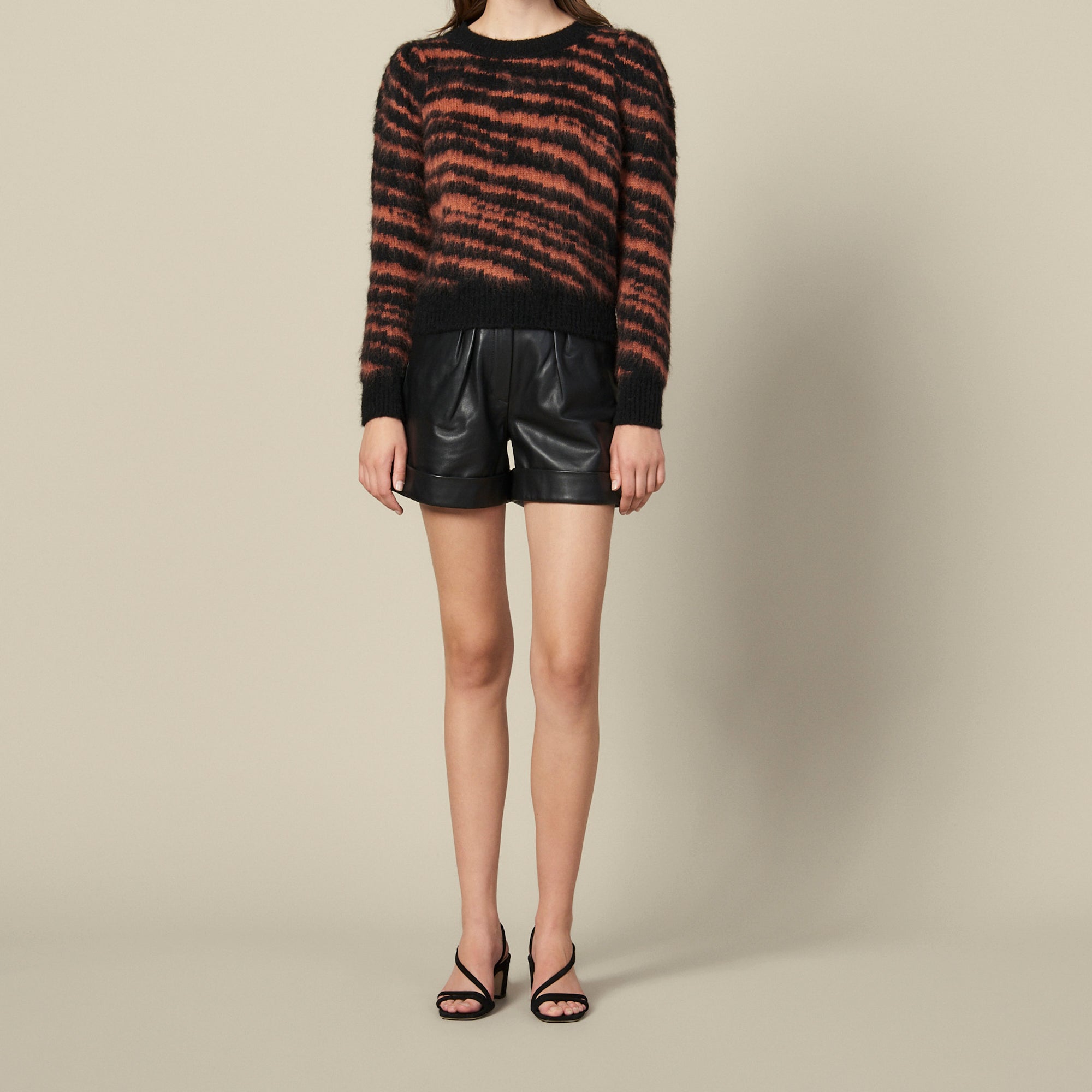 Pull poilu à jacquard zébré Sandro seconde main