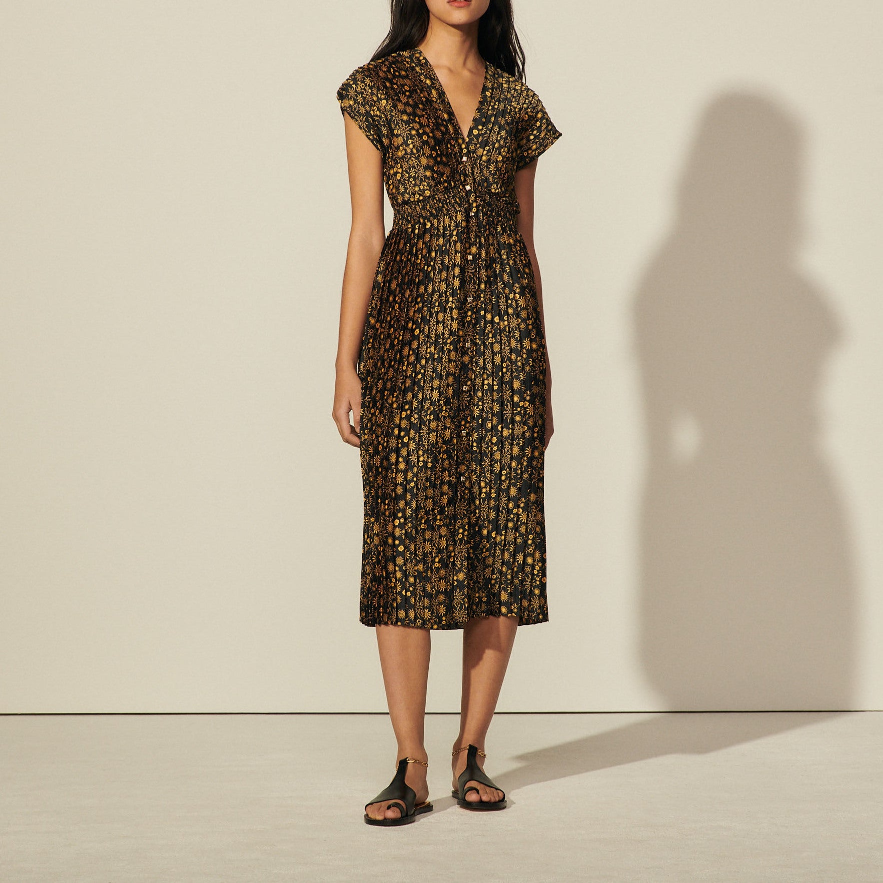 Robe longue sans manches imprimée Sandro seconde main