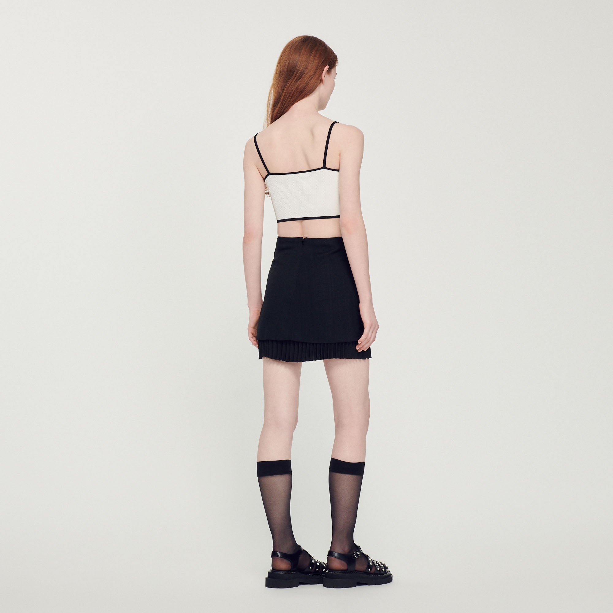 Jupe courte avec plissé en trompe l'œil Sandro seconde main