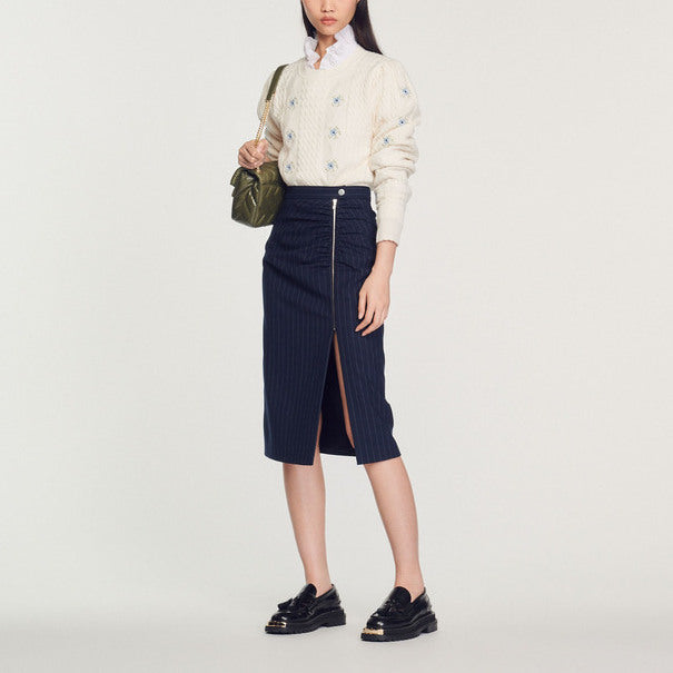 Jupe zippée à rayures Sandro seconde main