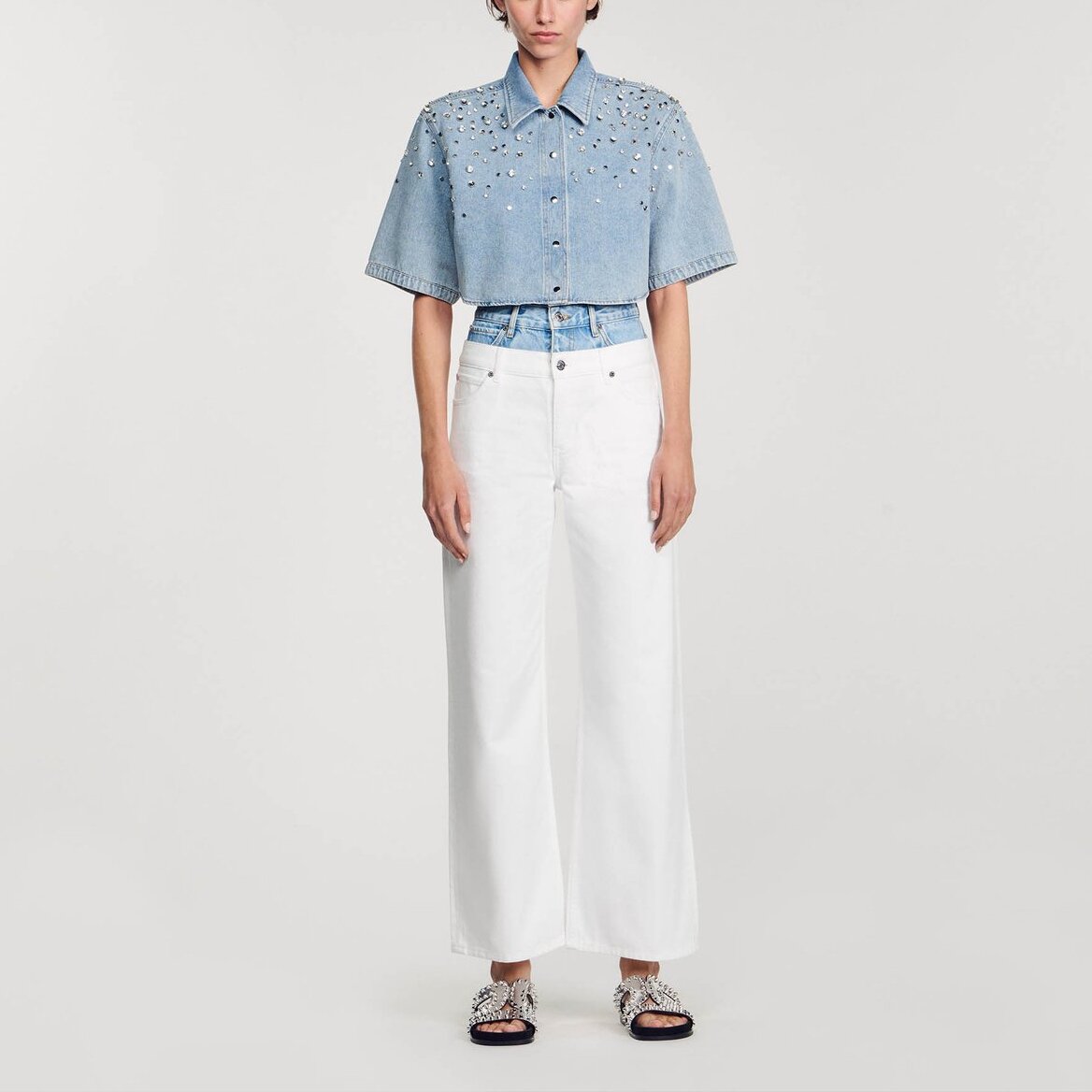 Chemise courte strassée Sandro seconde main