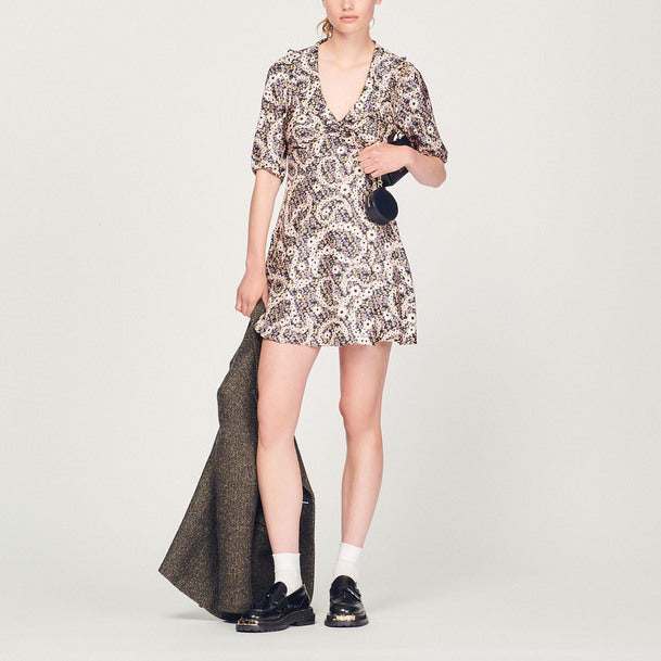 Robe courte à imprimé cachemire fleuri Sandro seconde main