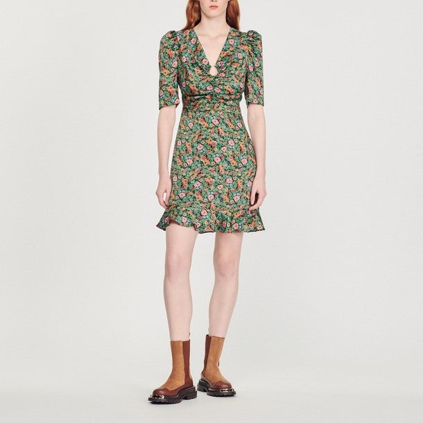 Robe courte à imprimé Fleurs d'automne Sandro seconde main