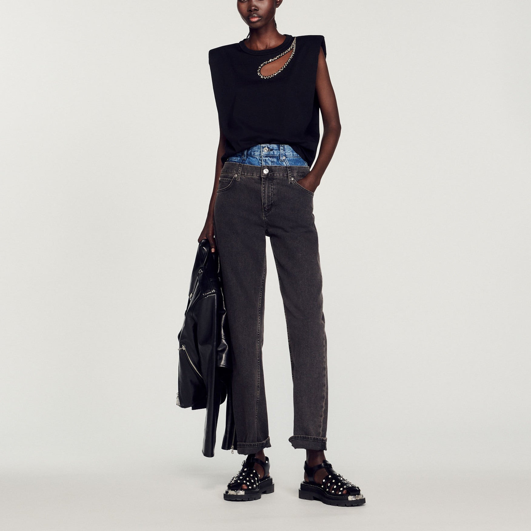 T-shirt goutte strass Sandro seconde main