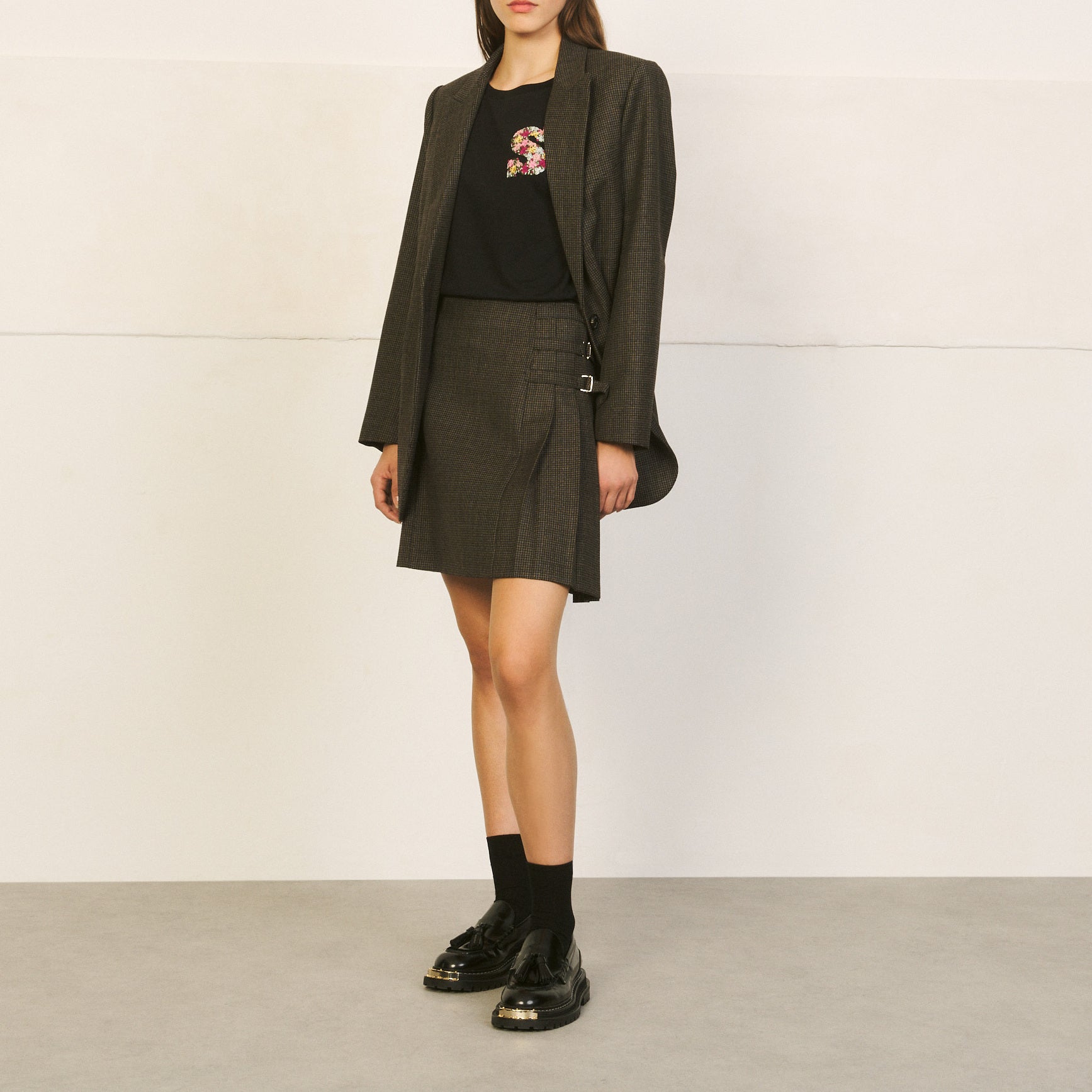 Jupe Beige / Bleu Sandro seconde main