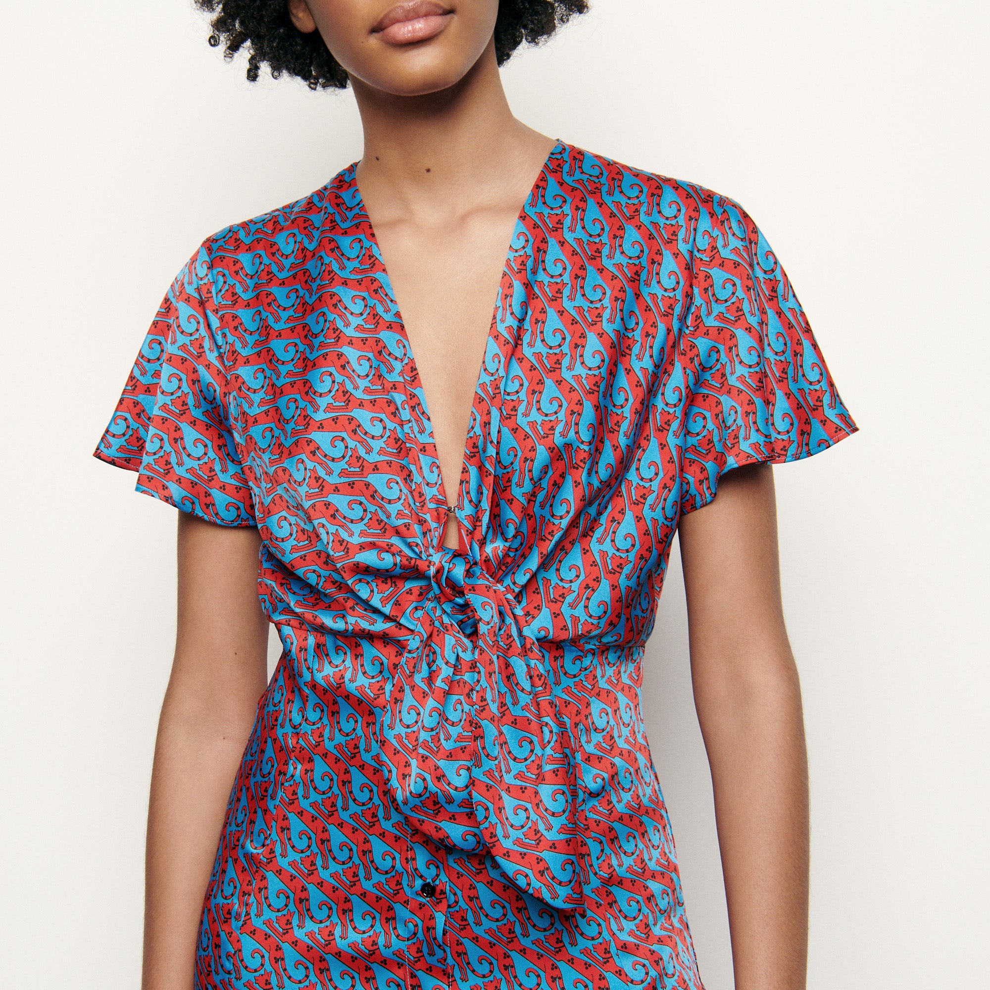 Robe longue imprimée à nouer Sandro seconde main