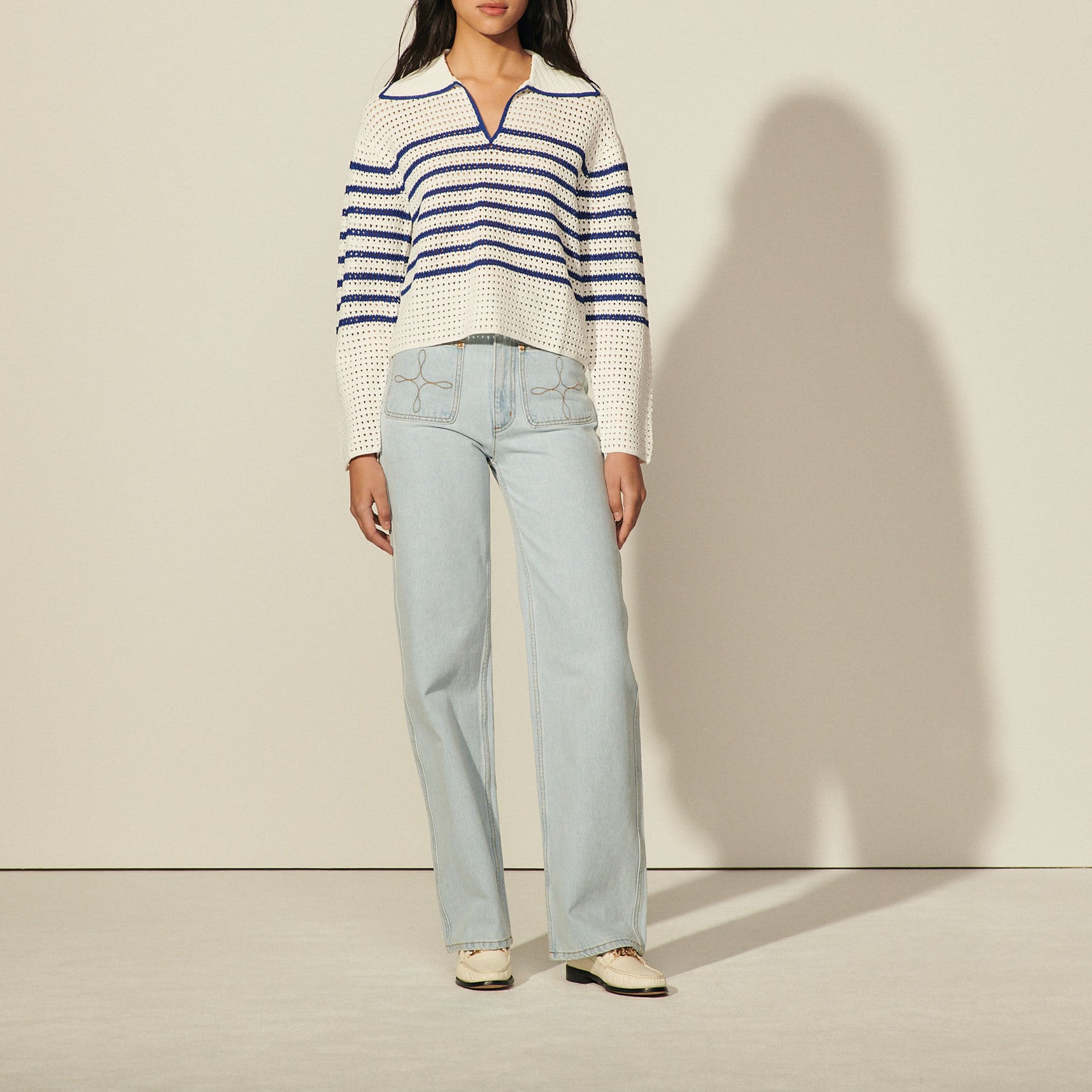 Pull marinière en crochet Sandro seconde main