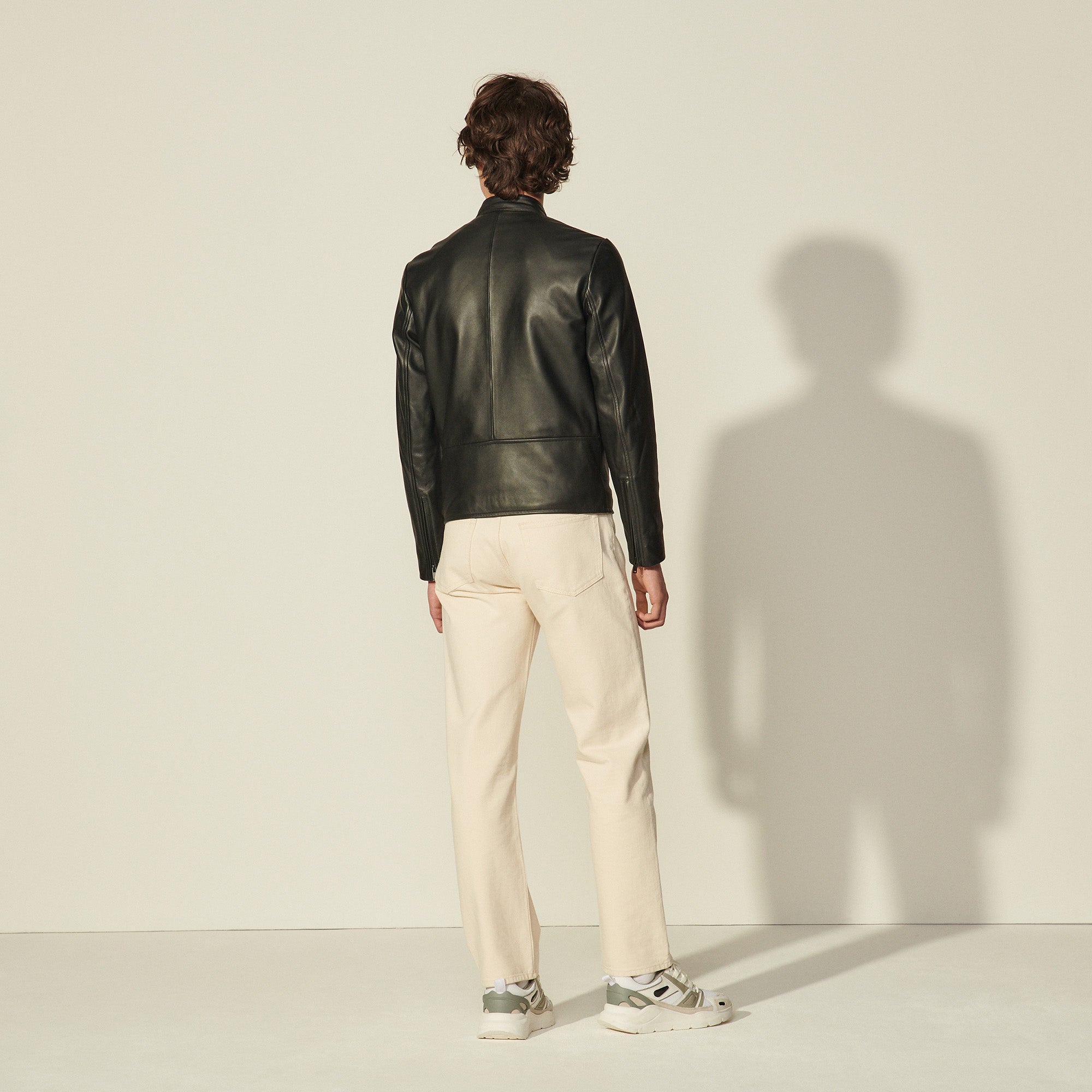 Blouson biker en cuir Sandro seconde main