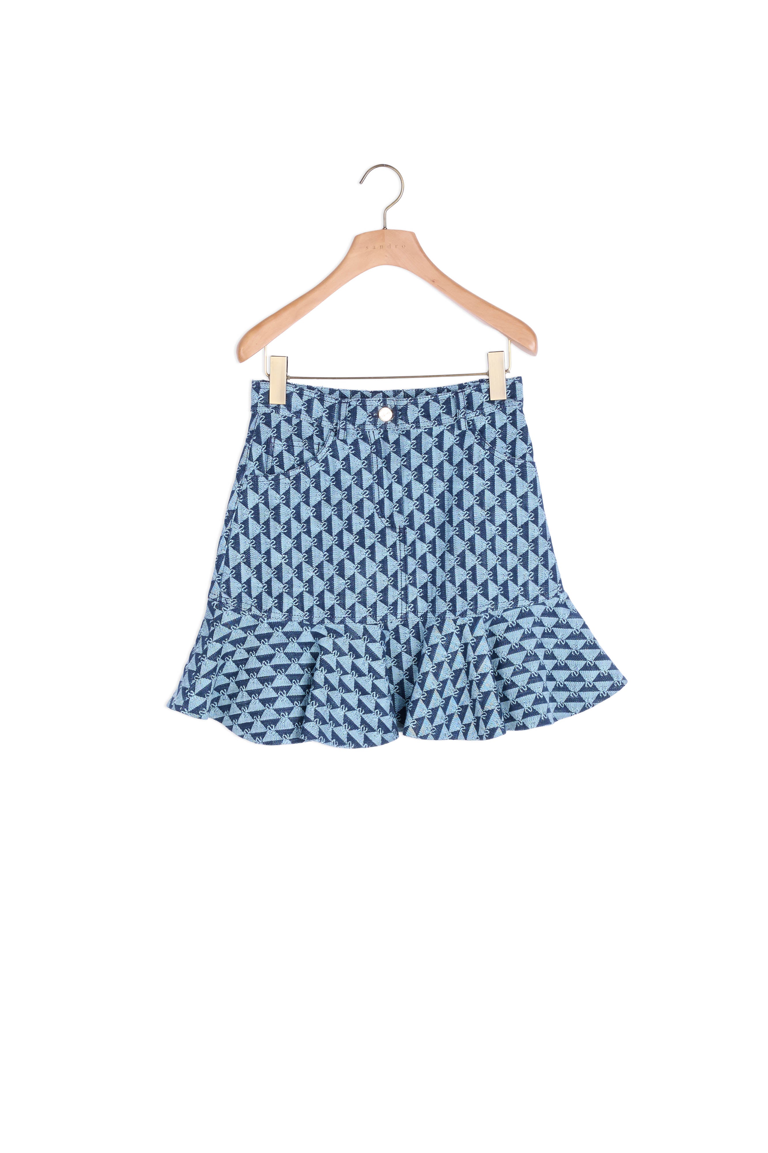 Jupe courte en monogramme denim Sandro seconde main