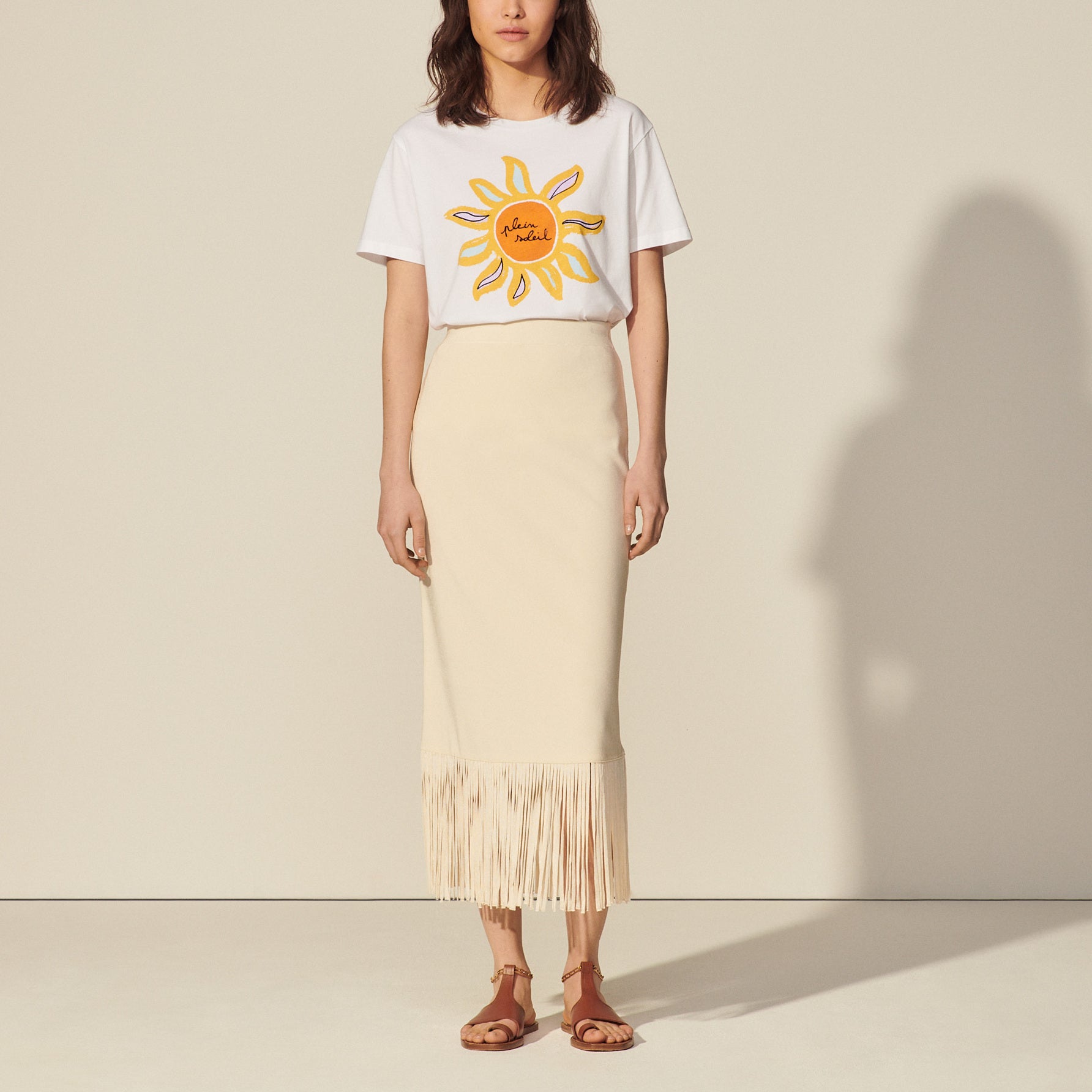 Jupe longue à franges Sandro seconde main