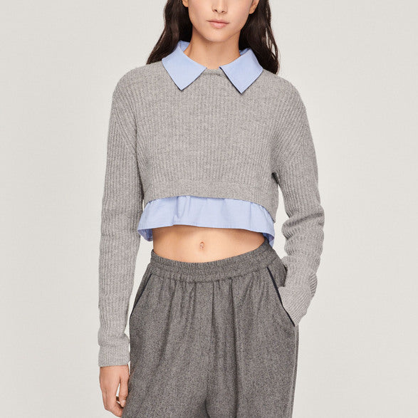 Pull court trompe-l'œil Sandro seconde main