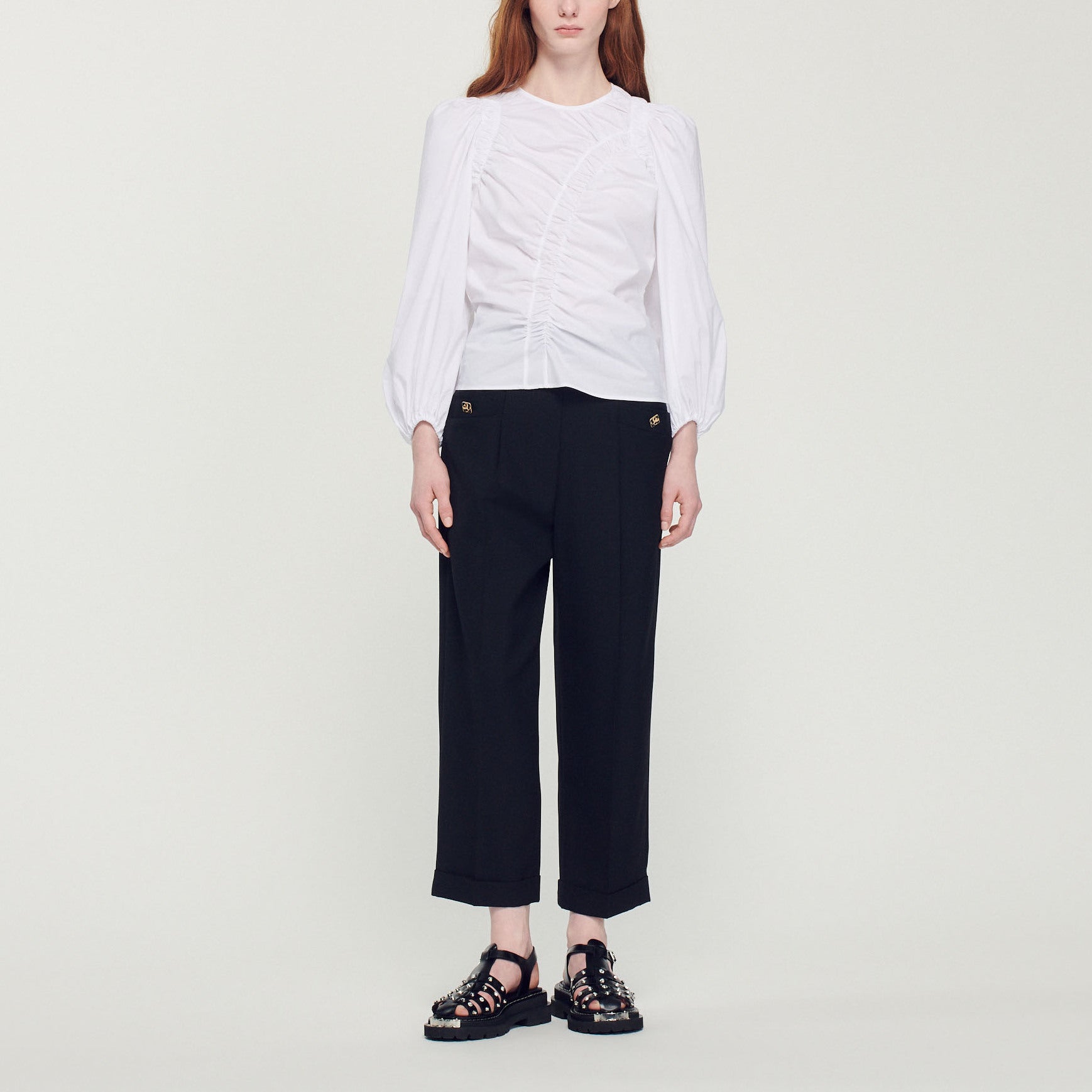 Top en popeline avec jeu de fronces Sandro seconde main