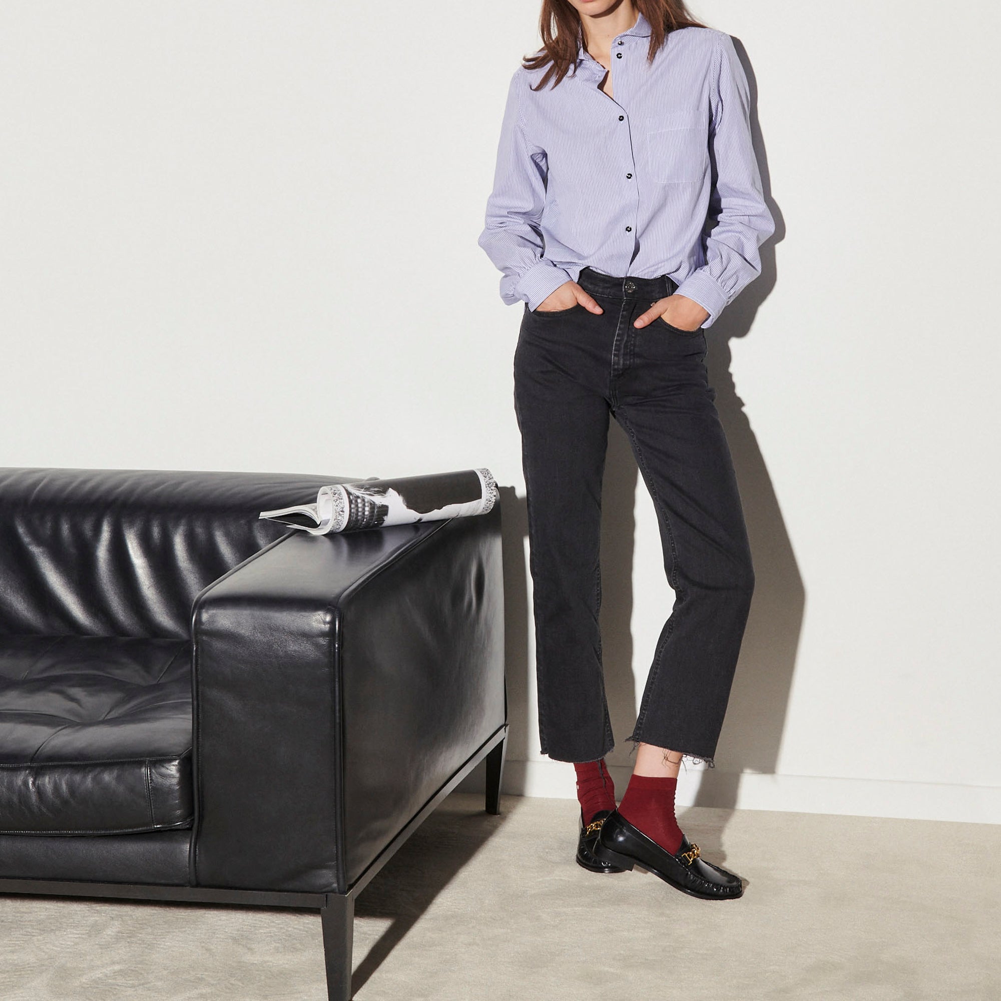 Chemise rayée et son col arrondi Sandro seconde main