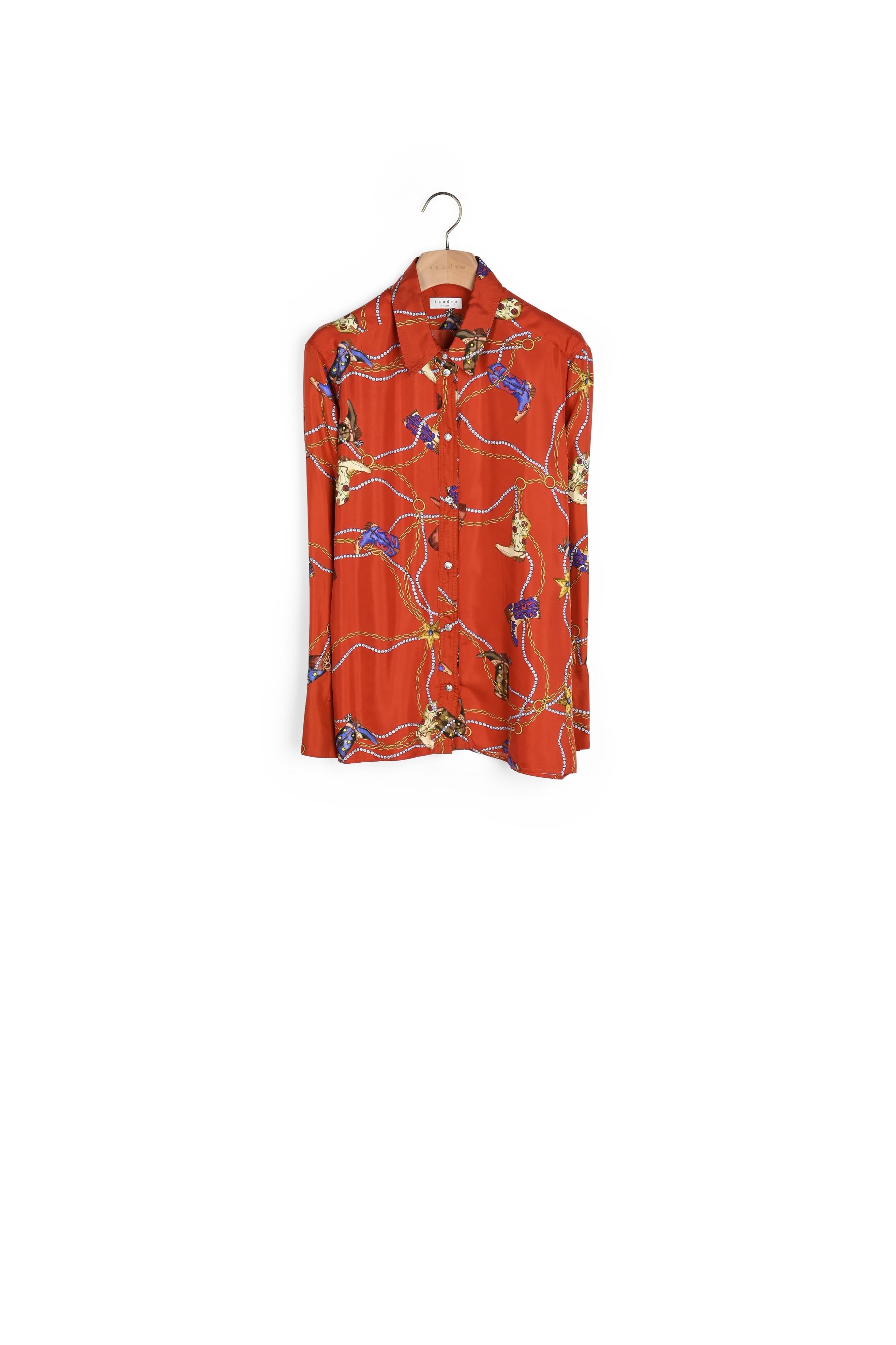 Chemise imprimée en twill de soie Sandro seconde main