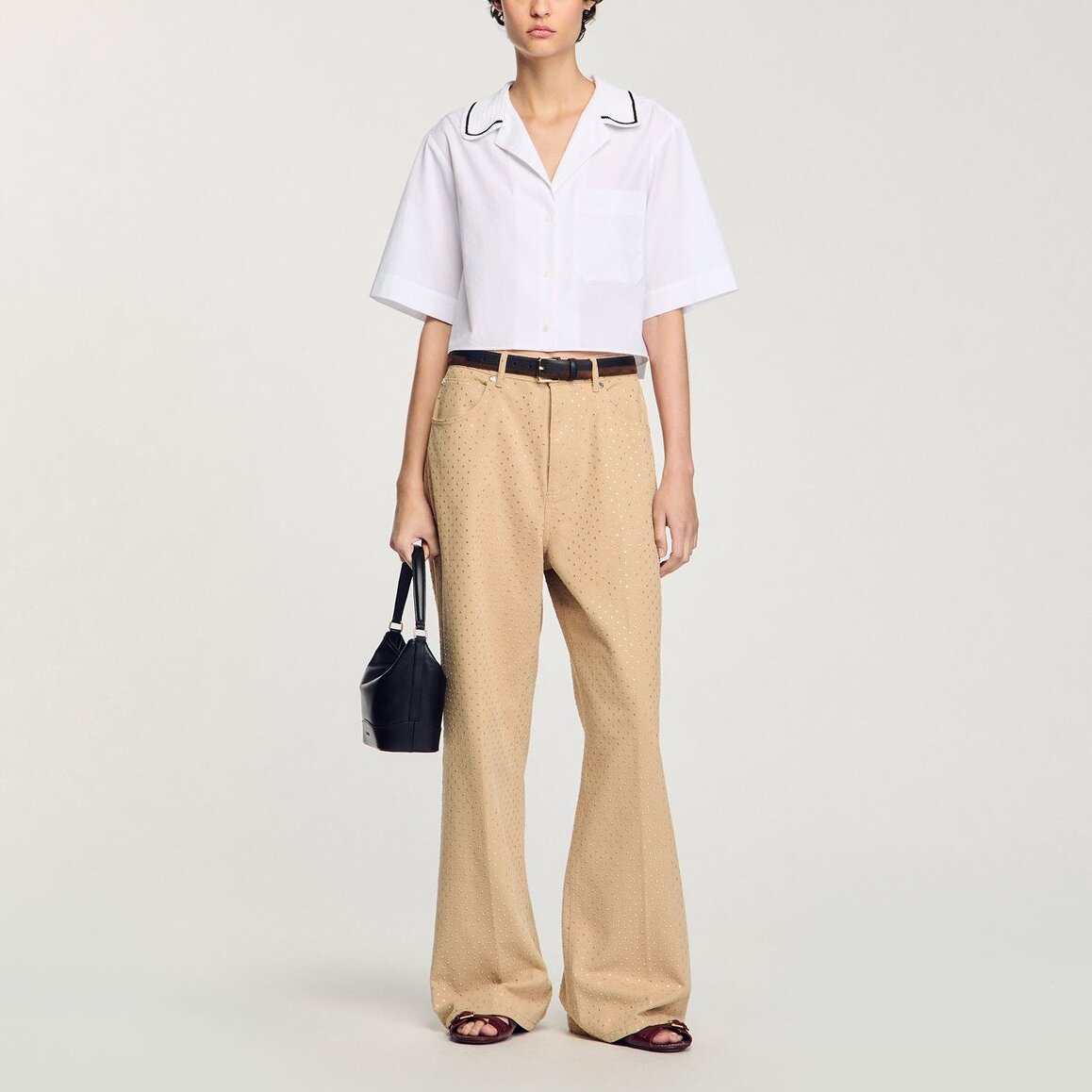 Chemise à col en crochet Sandro seconde main