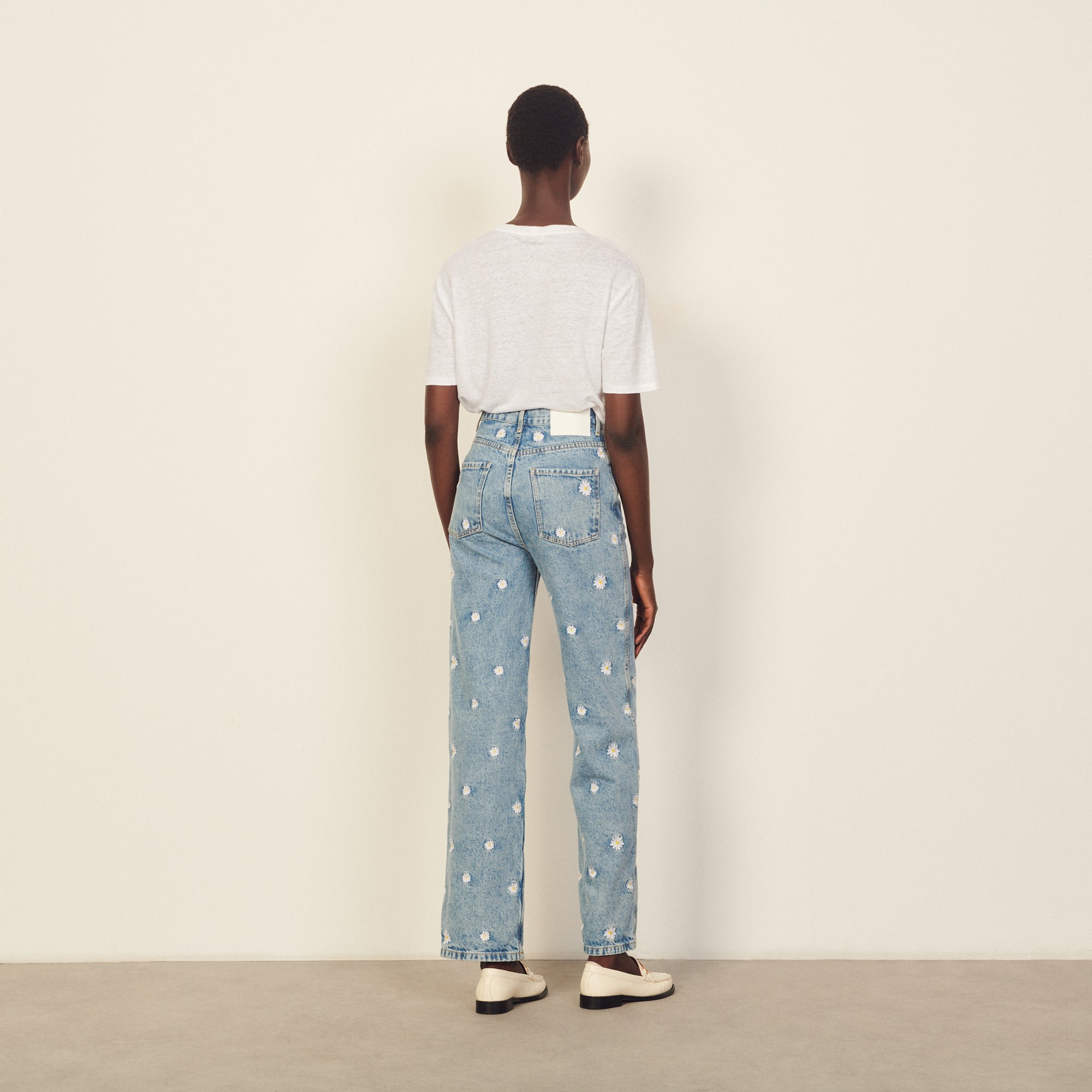 Jean brodé en coton biologique Sandro seconde main