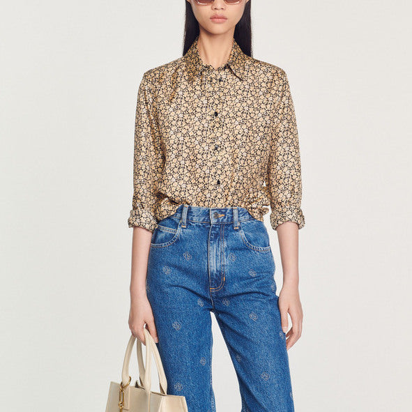 Chemise imprimée en soie Sandro seconde main