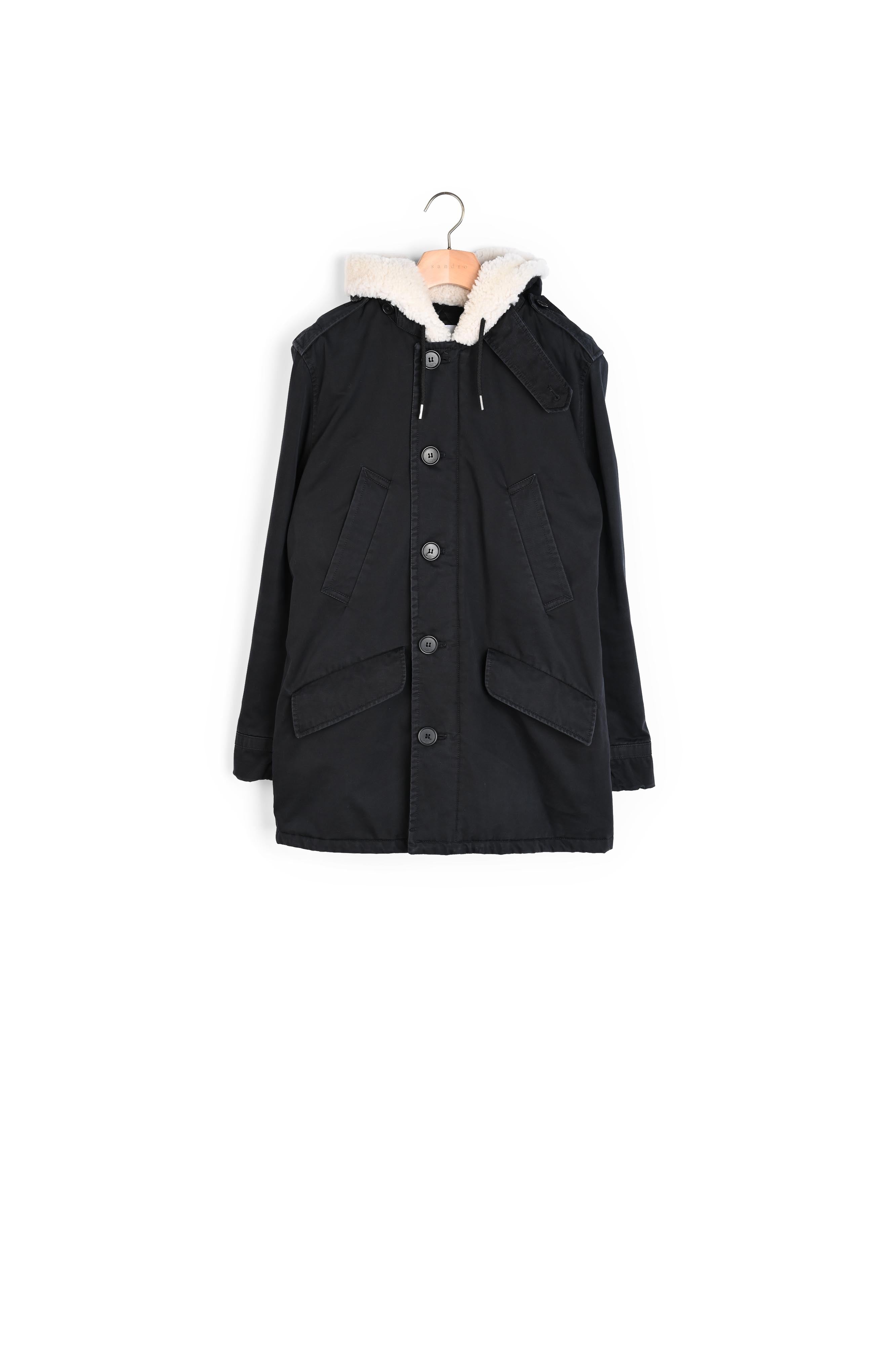 Manteau à capuche fourrée mouton Sandro seconde main