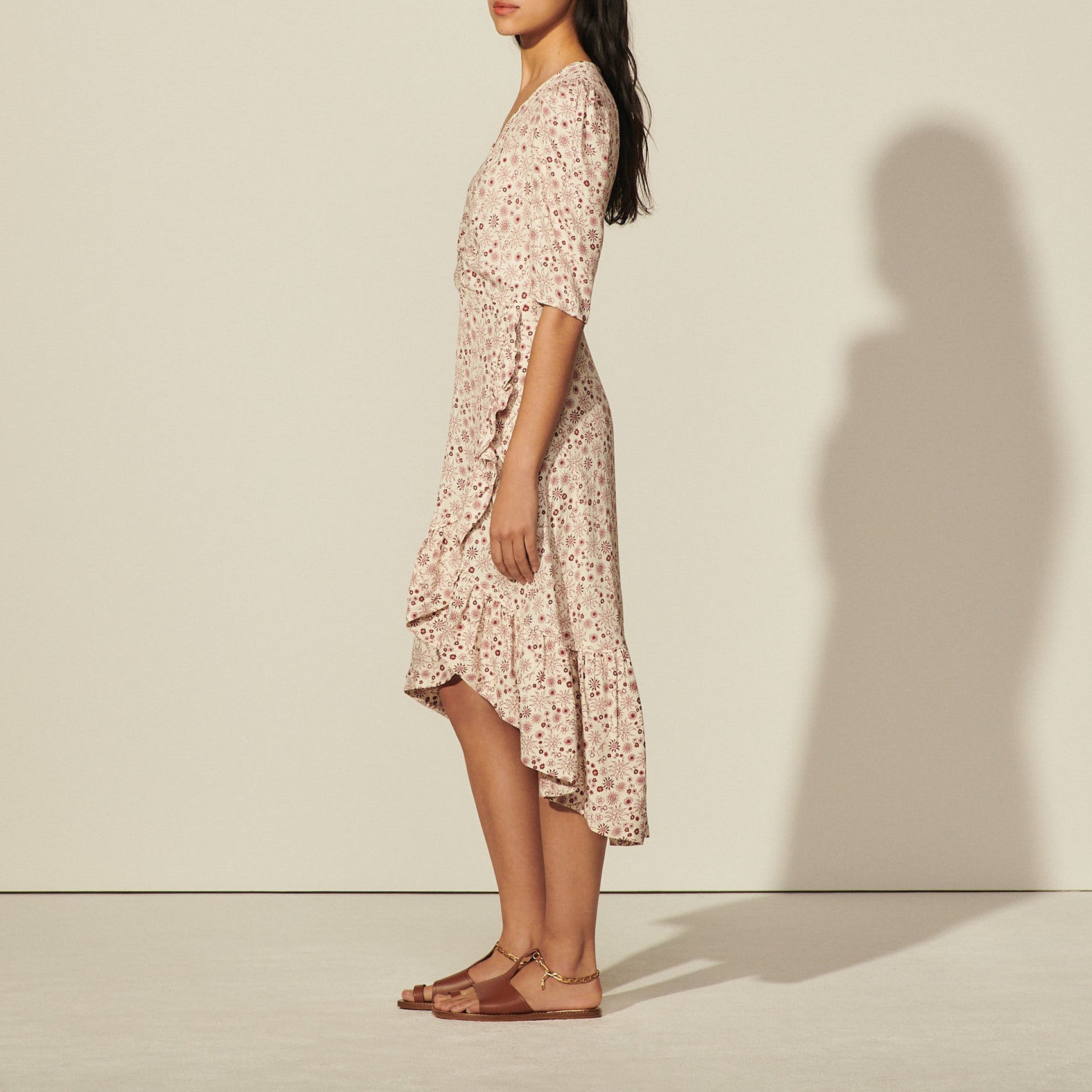 Robe longue asymétrique imprimée Sandro seconde main