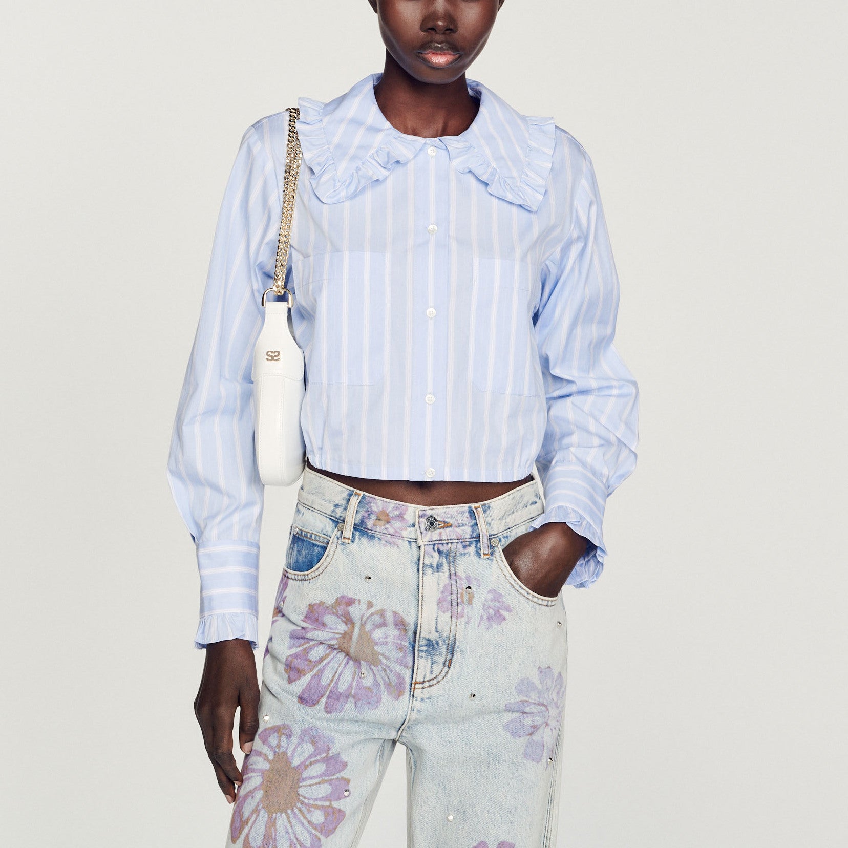 Chemise courte à grand col Sandro seconde main