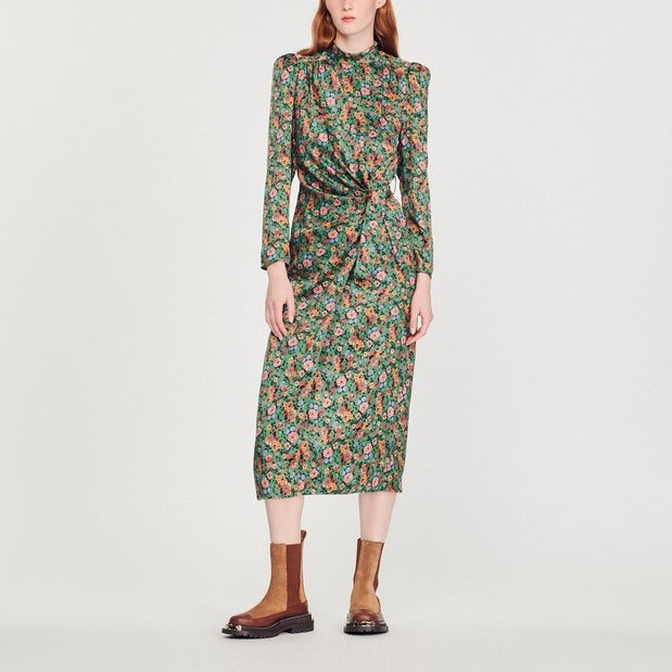 Robe mi-longue à imprimé Fleurs Sandro seconde main