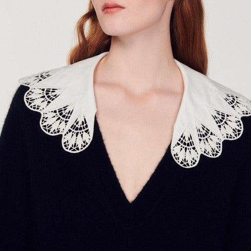 Pull avec col en popeline Sandro seconde main